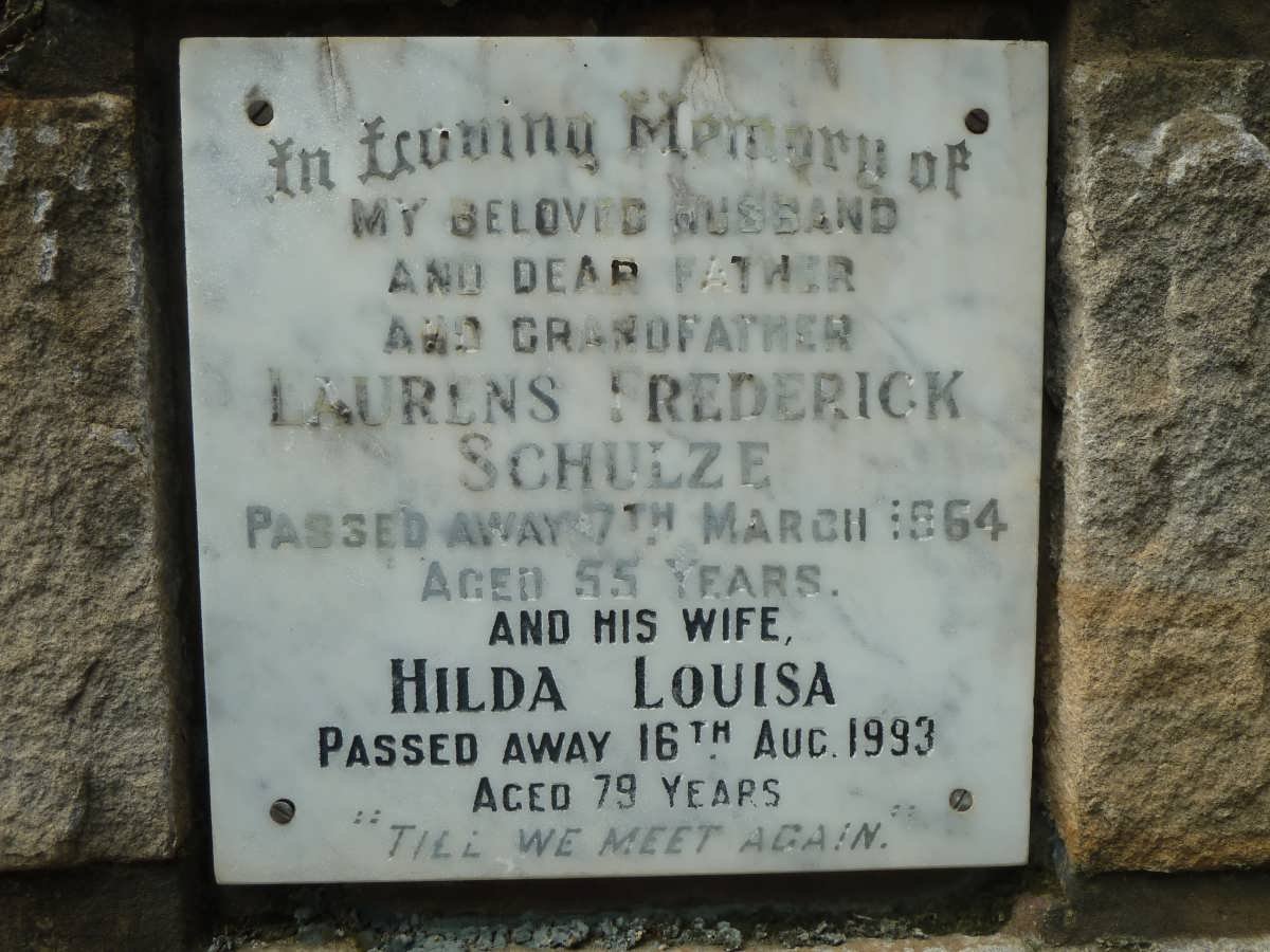 SCHULZE Laurens Frederick -1964 &amp; Hilda Louisa -1993