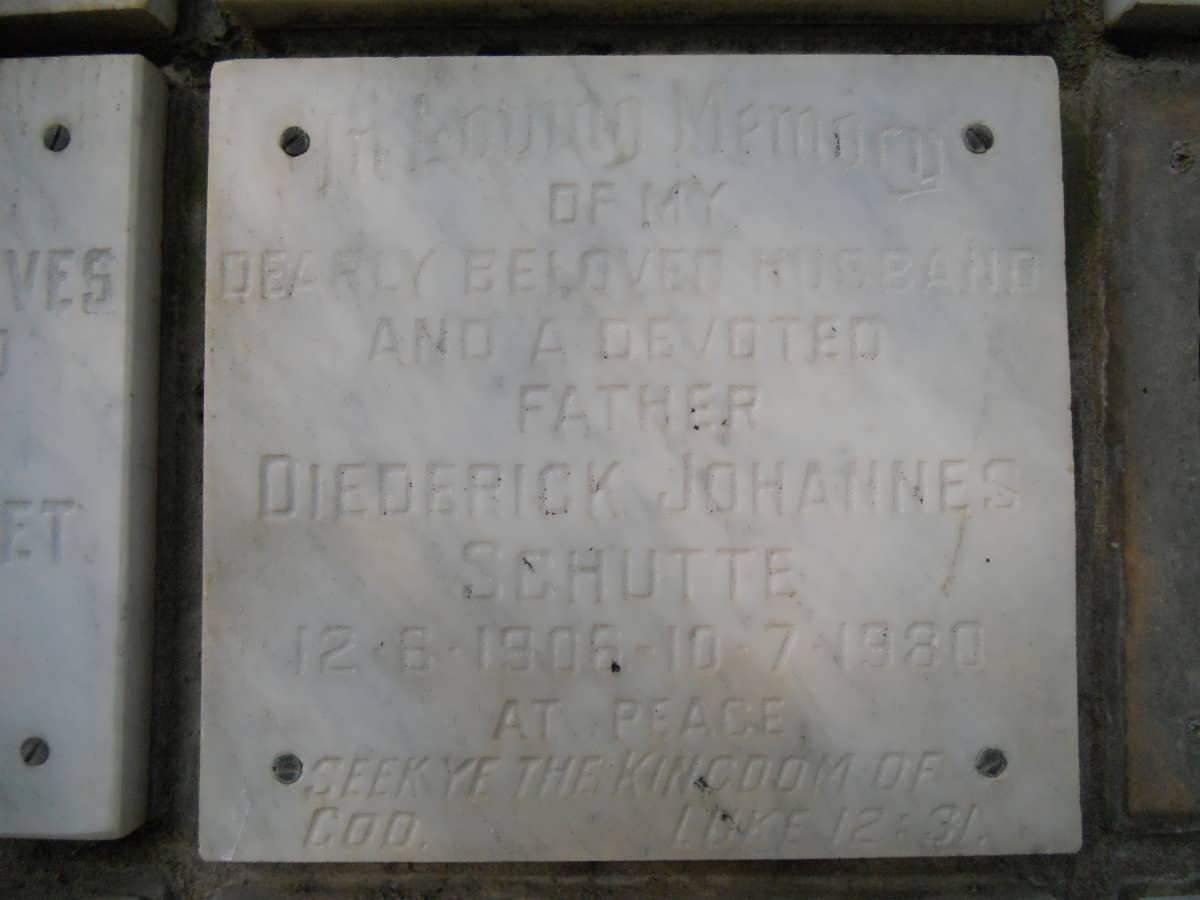 SCHUTTE Diederick Johannes 1906-1980