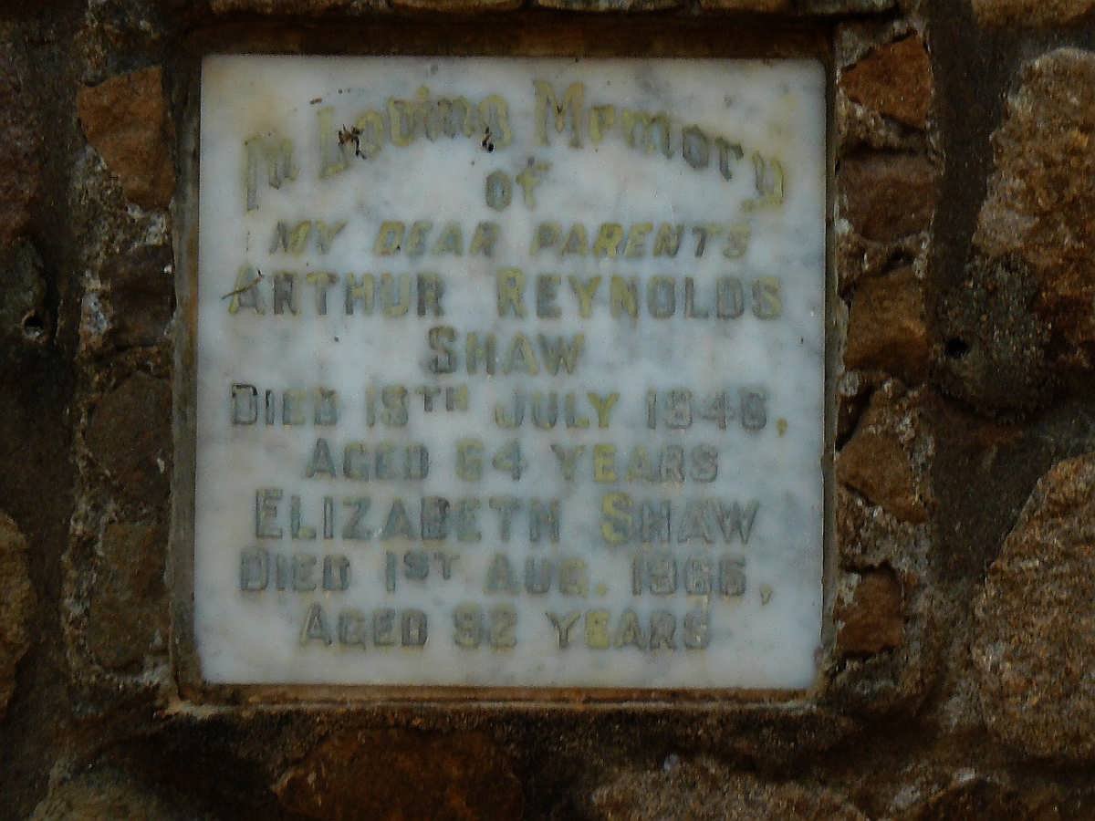 SHAW Arthur Reynolds -1946 &amp; Elizabeth -1966