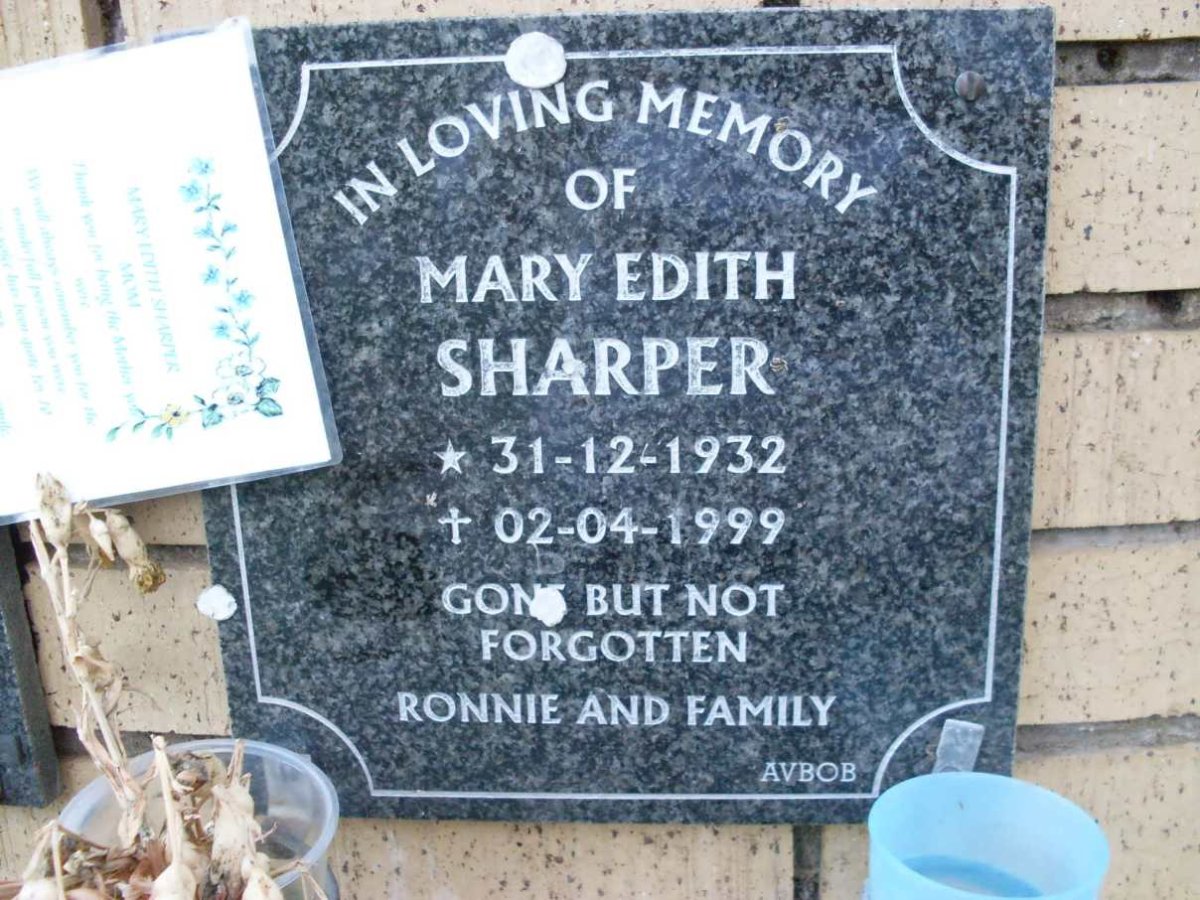 SHARPER Mary Edith 1932-1999