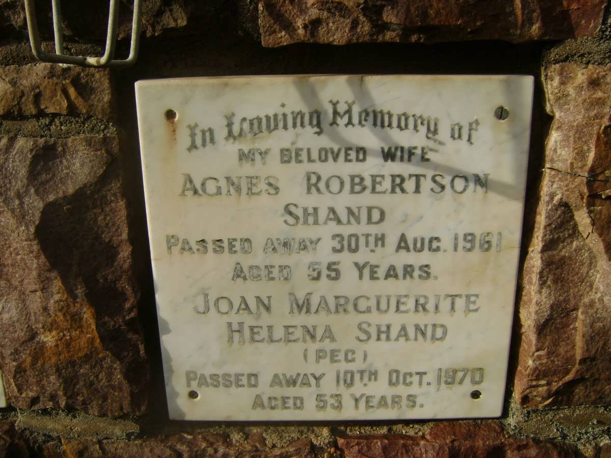 SHAND Agnes Robertson -1961 :: SHAND Joan Marguerite Helena -1970