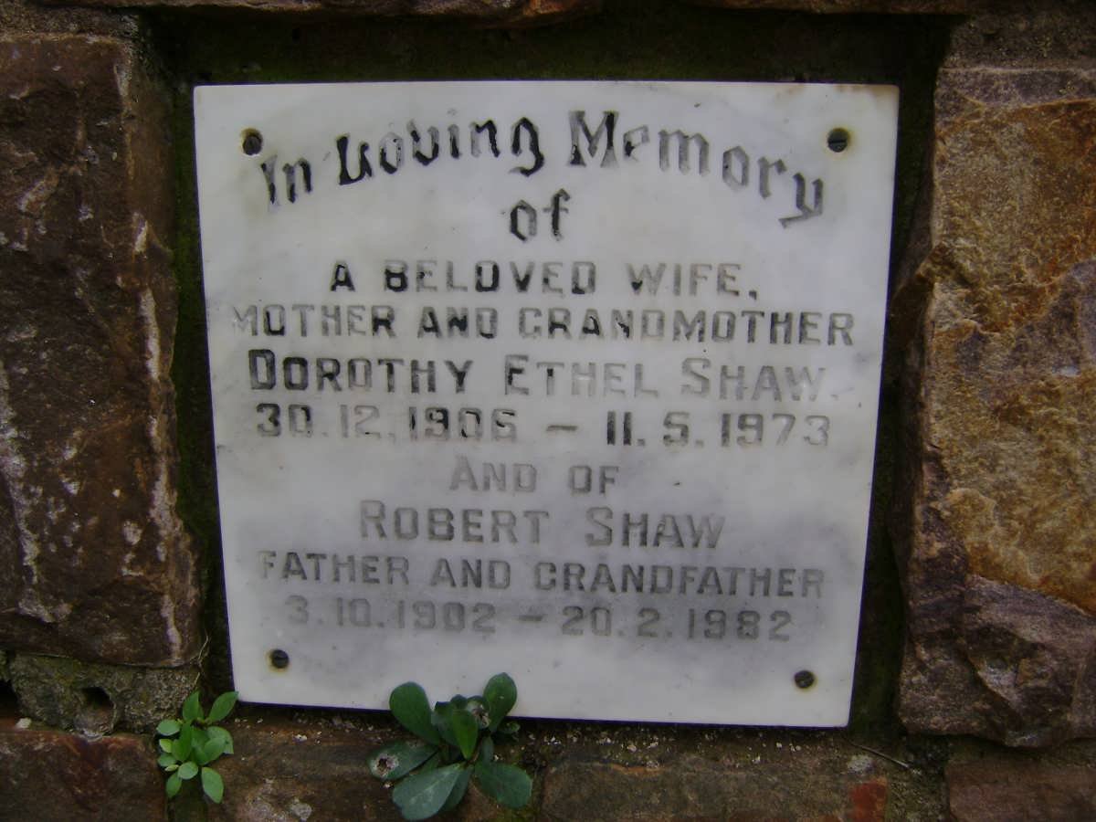 SHAW Robert 1902-1982 &amp; Dorothy Ethel 1906-1973