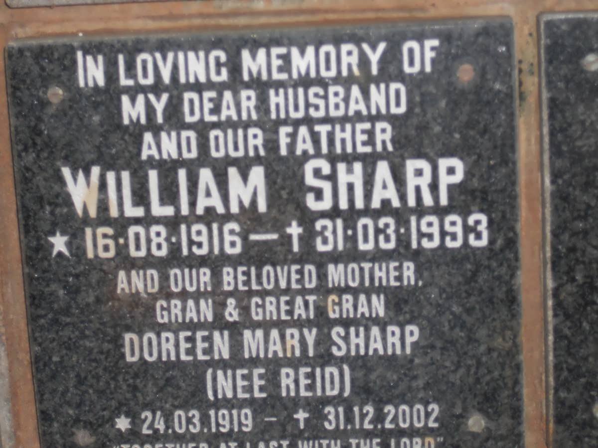 SHARP William 1916-1993 &amp; Doreen Mary REID 1919-2002