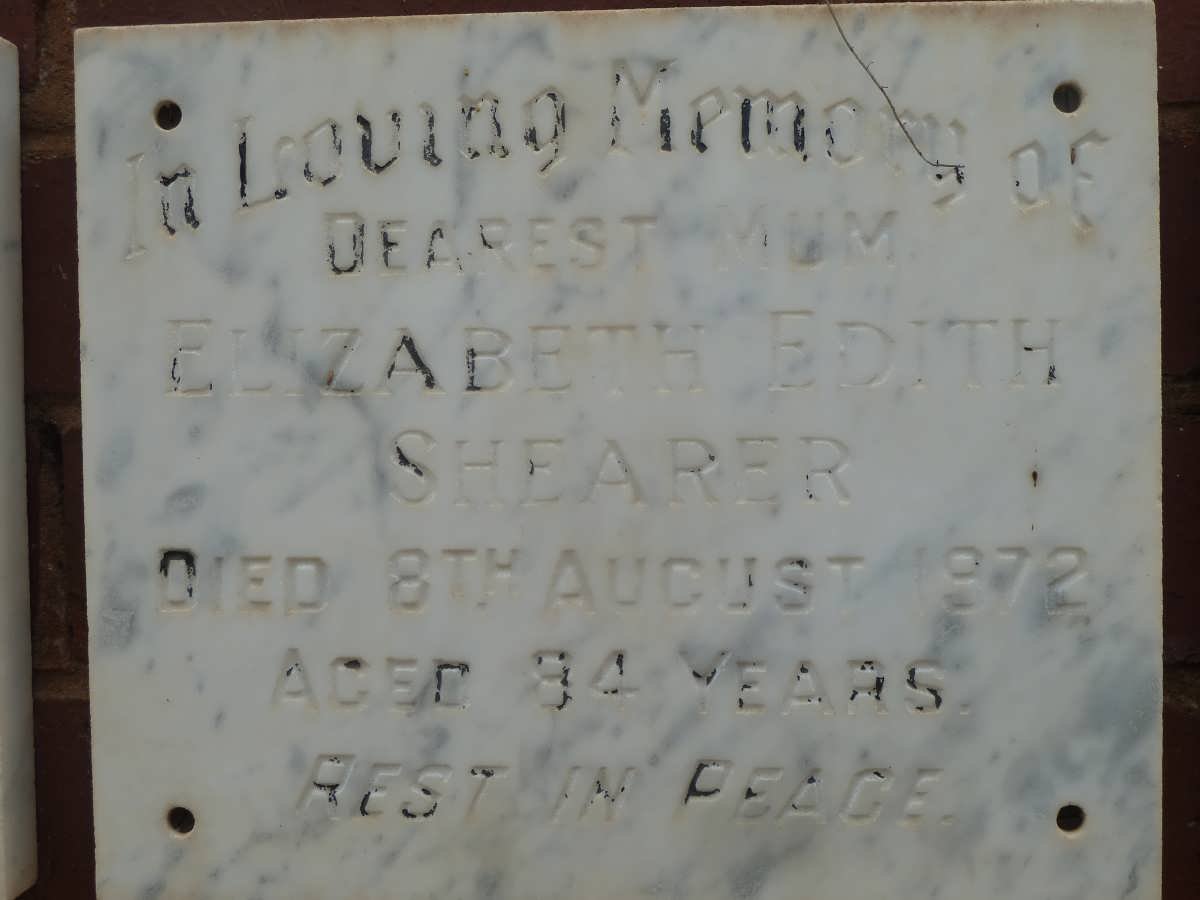 SHEARER Elizabeth Edith -1972