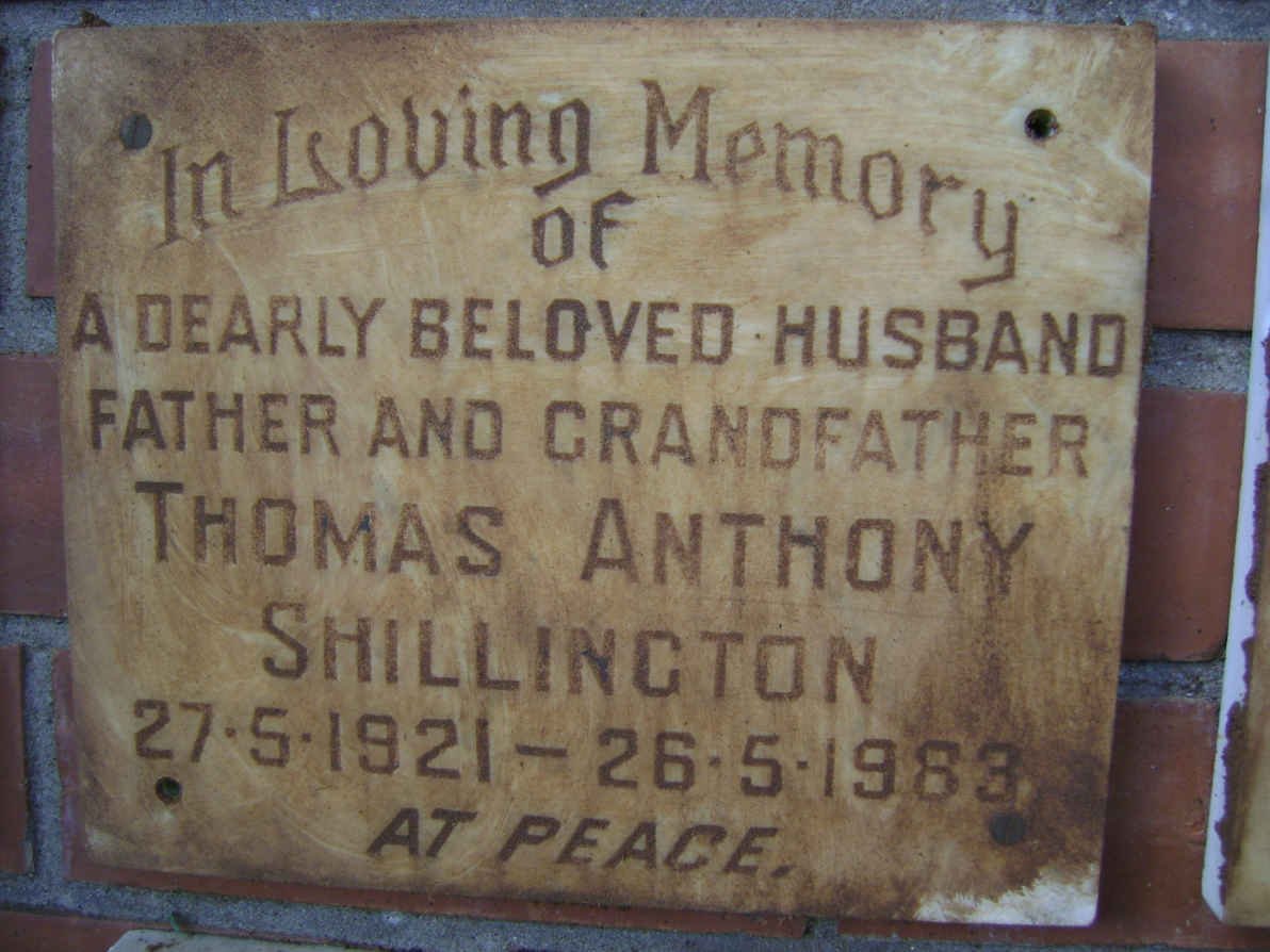 SHILLINGTON Thomas Anthony 1921-1983