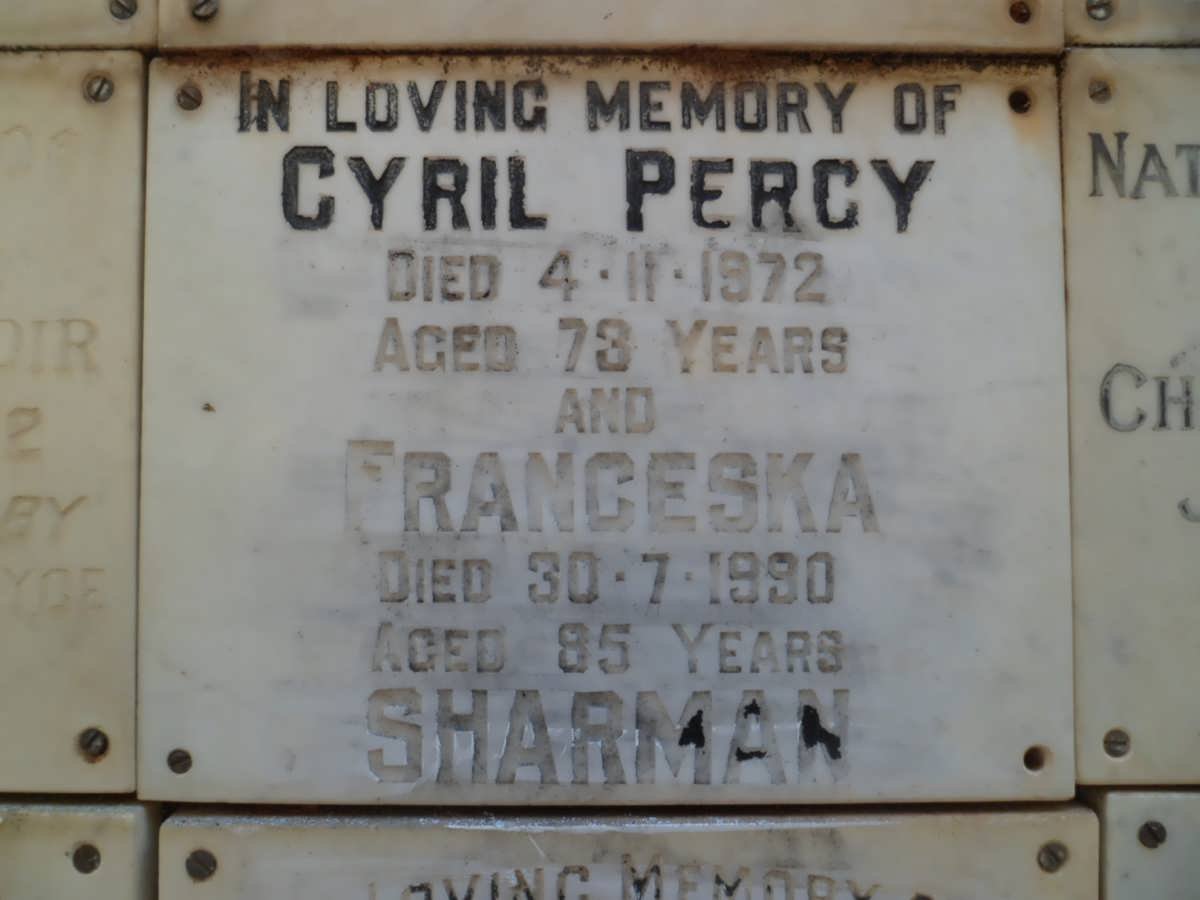 SHARMAN Cyril Percy -1972 &amp; Franceska -1990