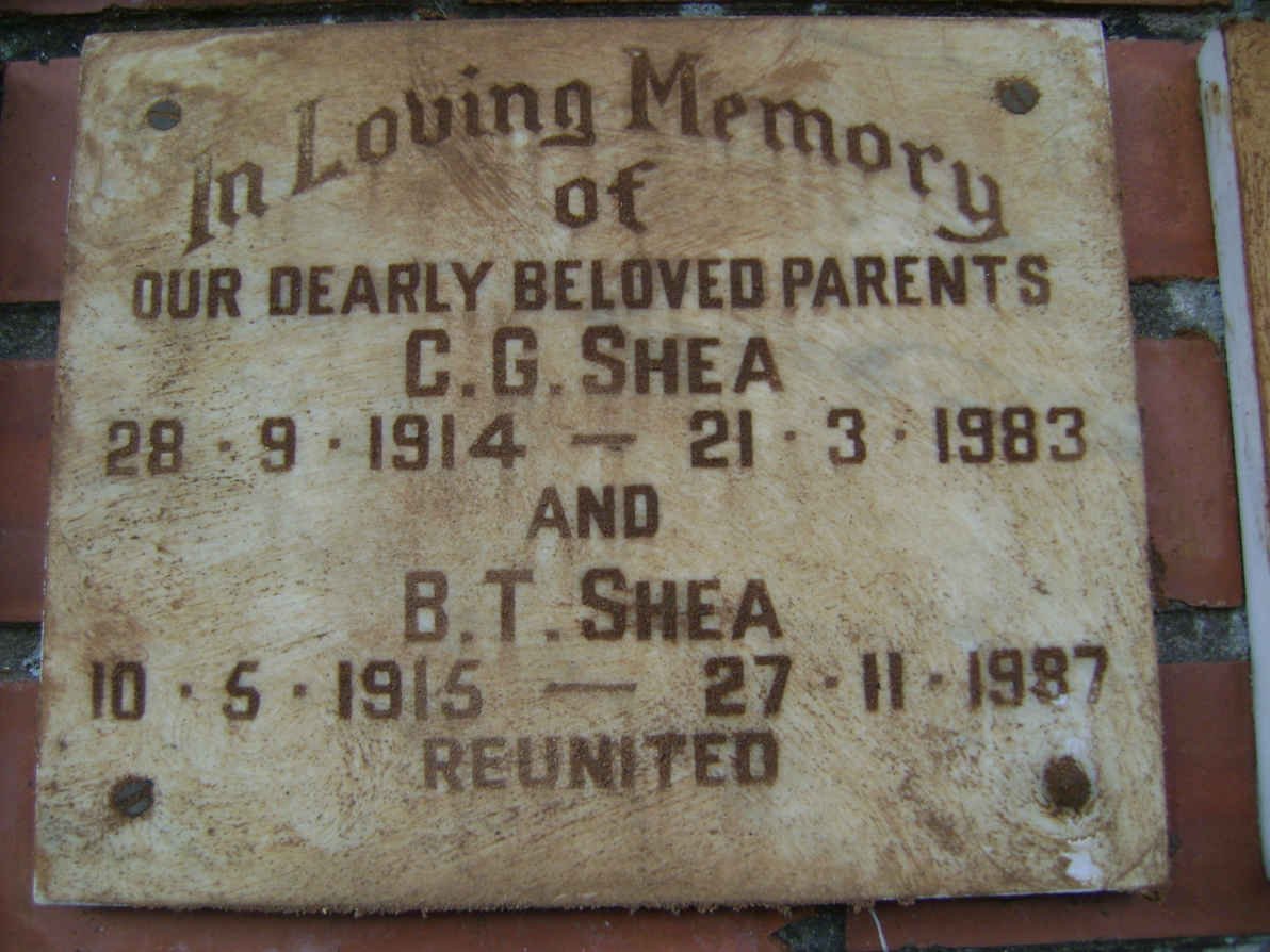 SHEA C.G. 1914-1983 &amp; B.T. 1915-1987