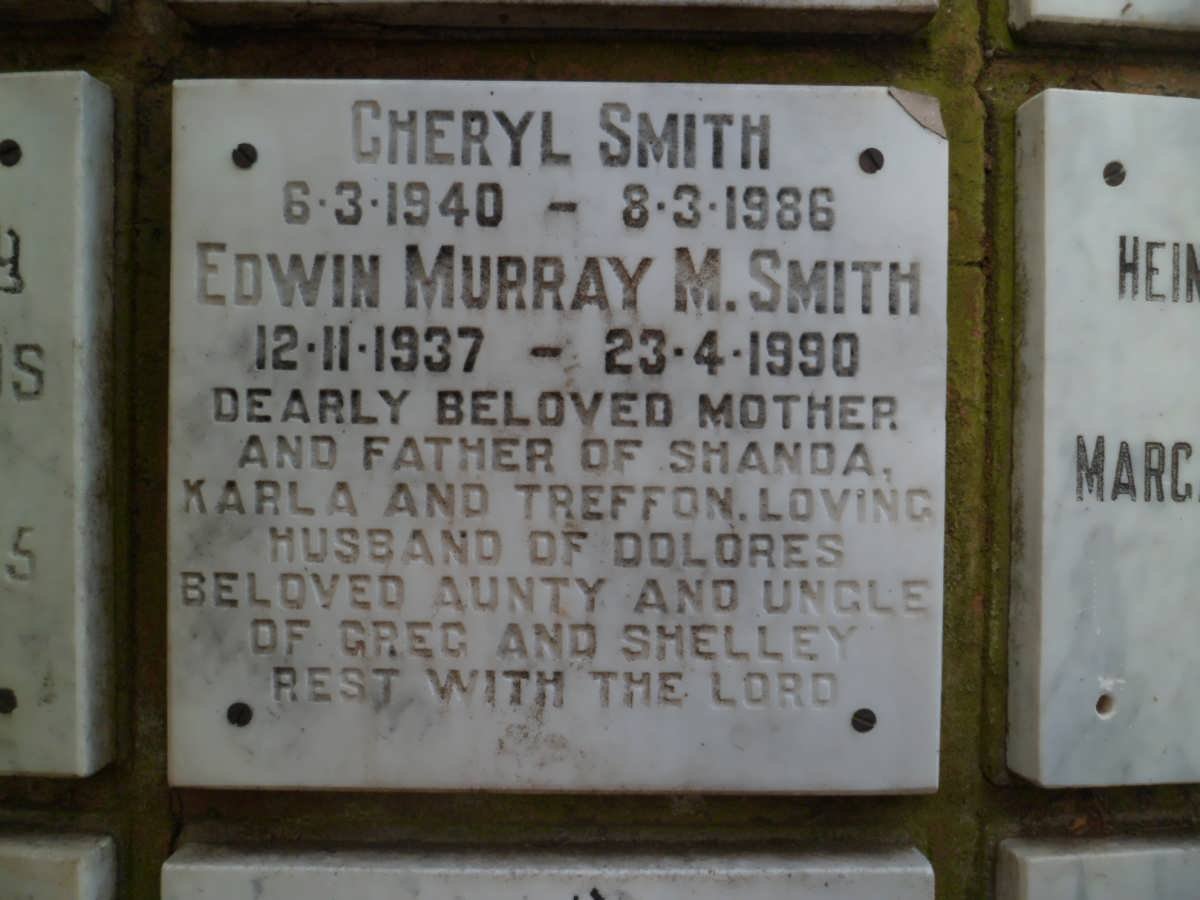 SMITH Edwin Murray M. 1937-1990 &amp; Cheryl 1940-1986