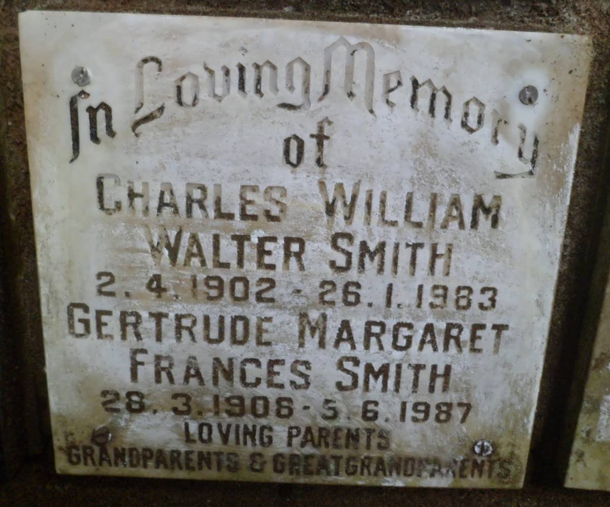 SMITH Charles William Walter 1902-1983 &amp; Gertrude Margaret Frances 1908-1987