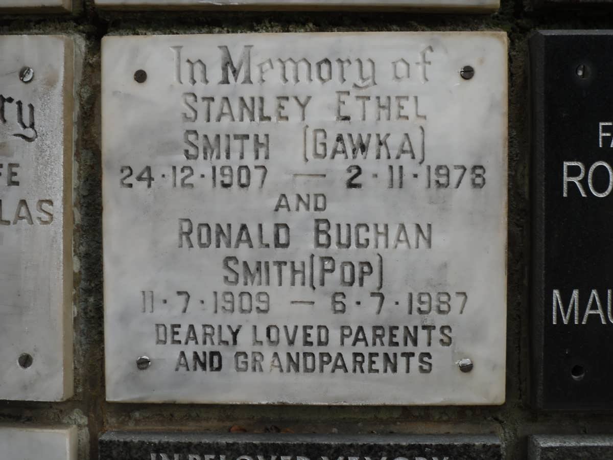 SMITH  Ronald Buchan 1909-1987 &amp; Stanley Ethel 1907-1978
