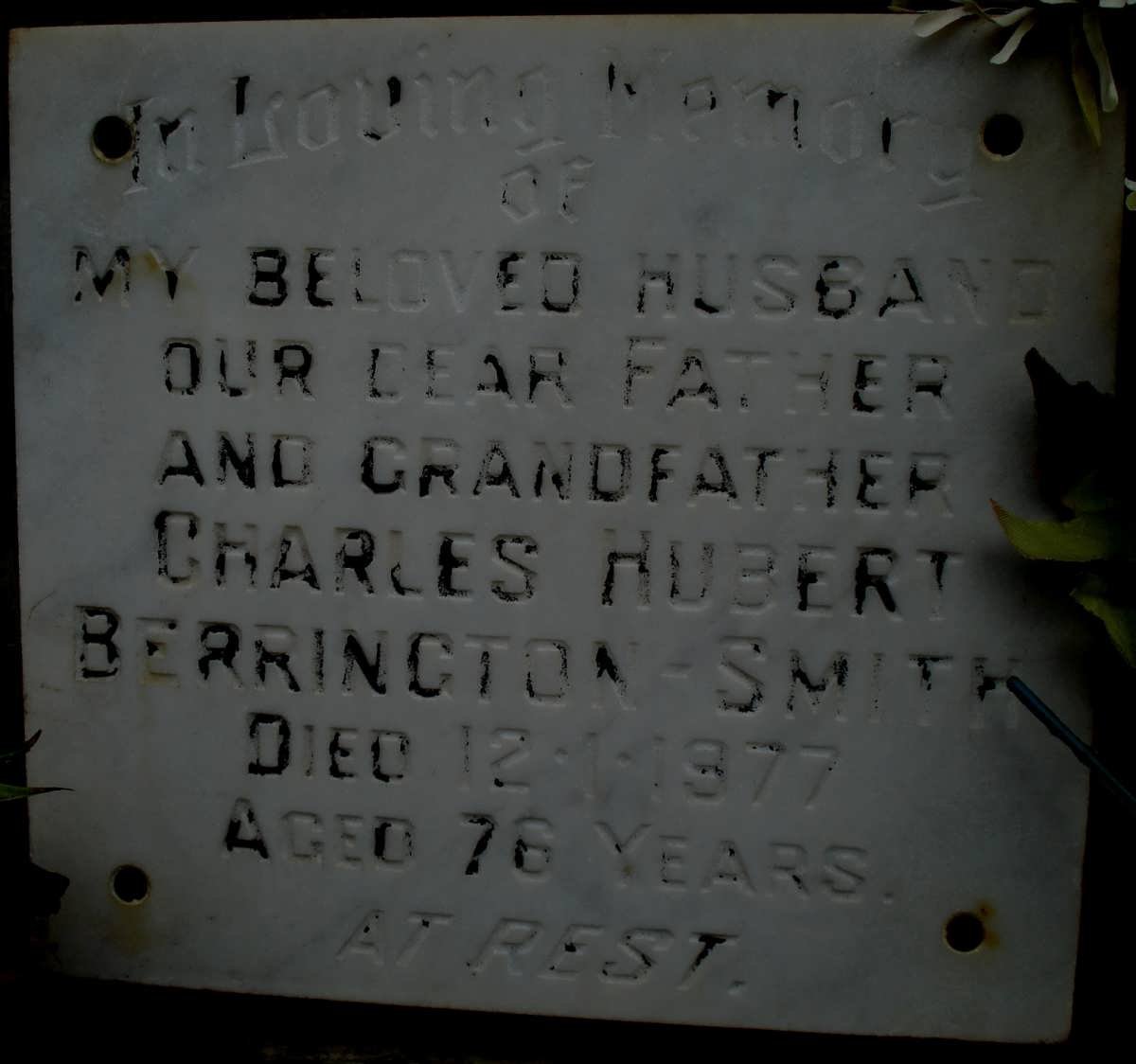SMITH Charles Hubert, Berrington -1977