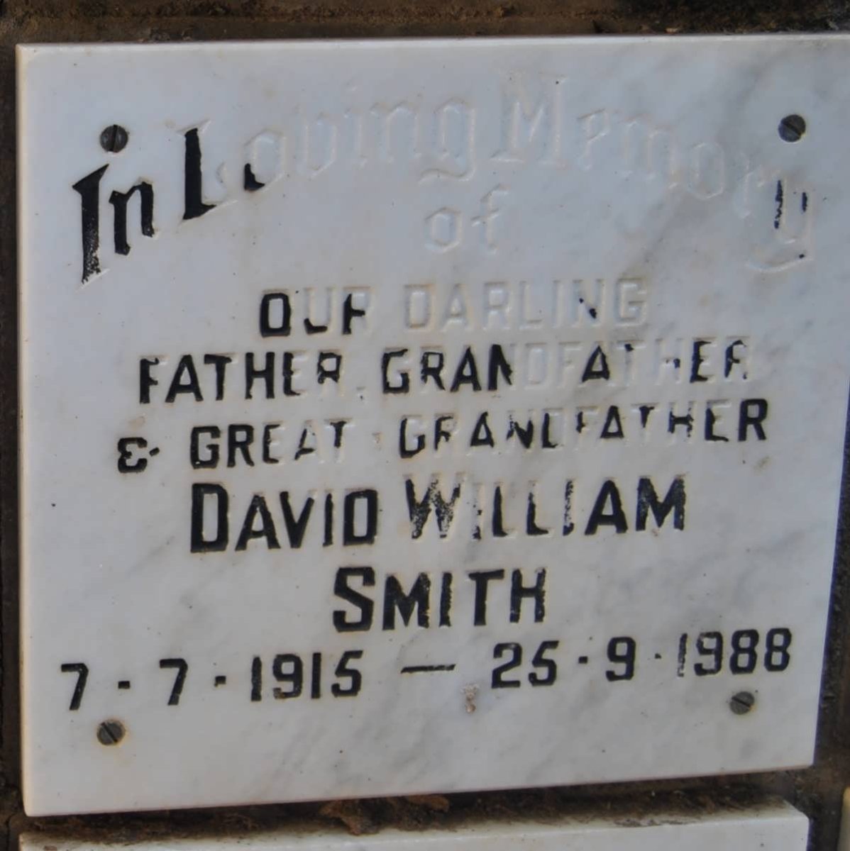 SMITH David William 1915-1988