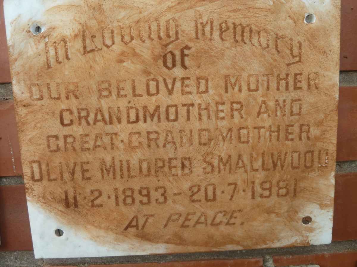 SMALLWOOD Olive Mildred 1893-1981