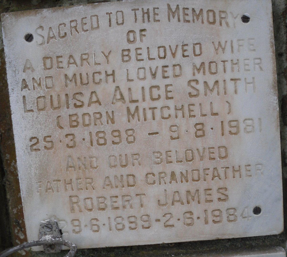 SMITH Robert James 1899-1984 &amp; Louisa Alice MITCHELL 1898-1981