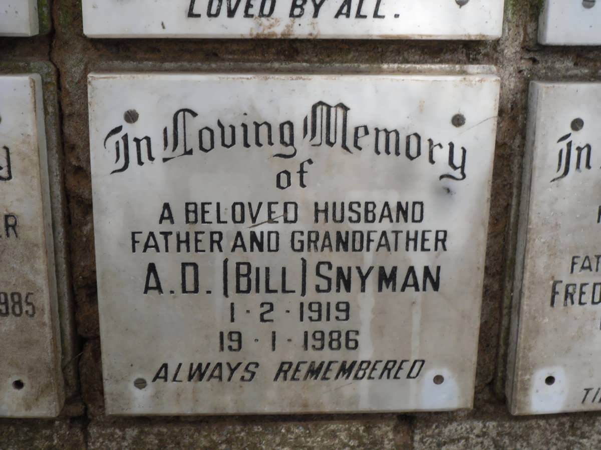 SNYMAN A.D. 1919-1986
