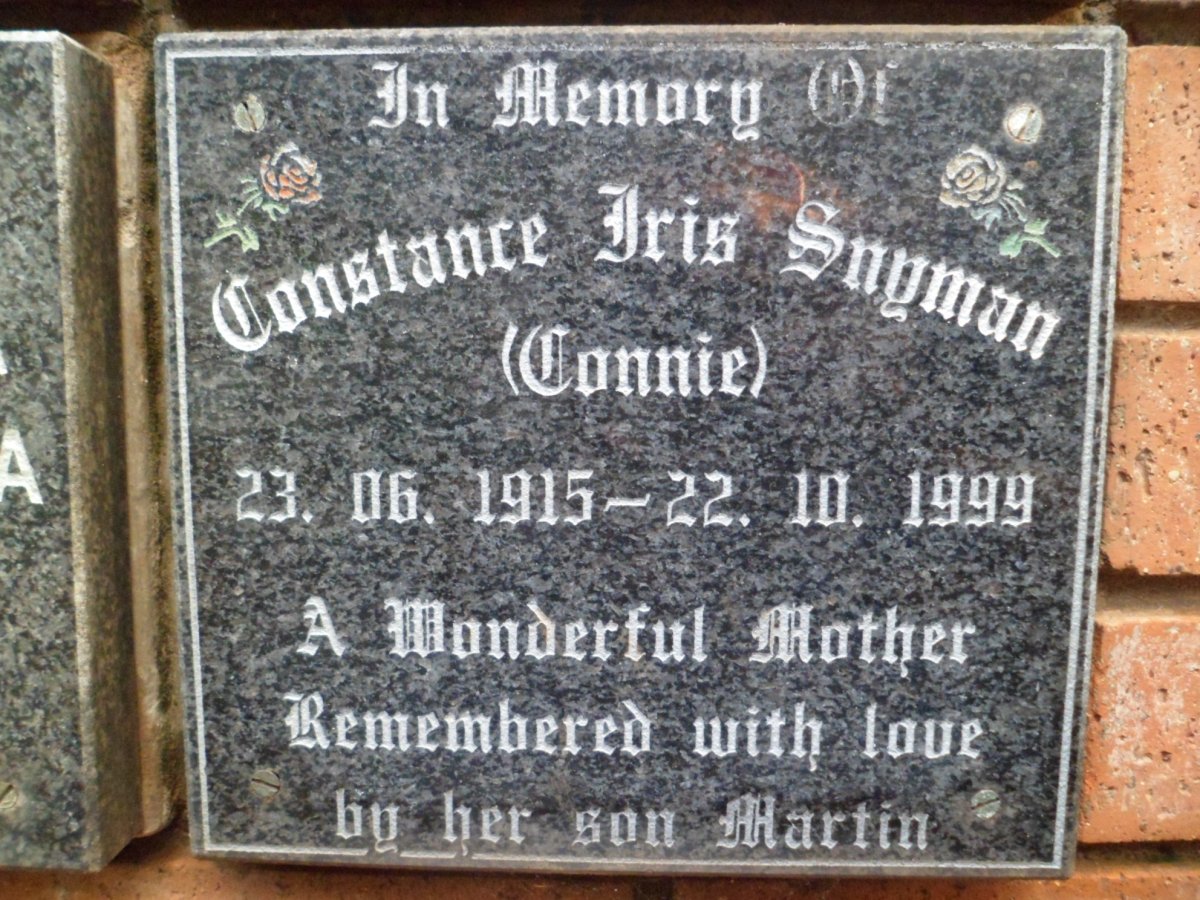 SNYMAN Constance Iris 1915-1999