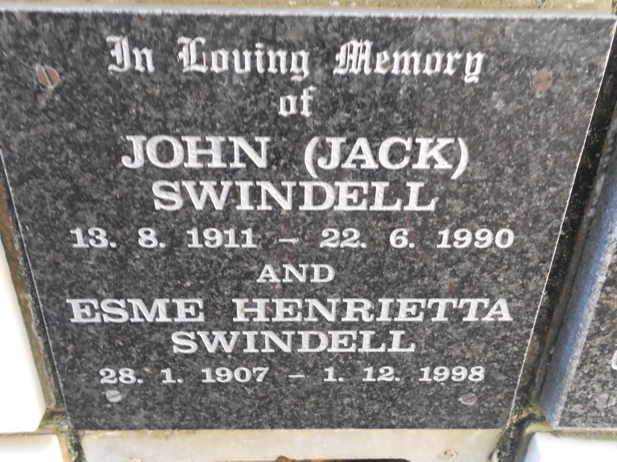 SWINDELL John 1911-1990 &amp; Esme Henrietta 1907-1998