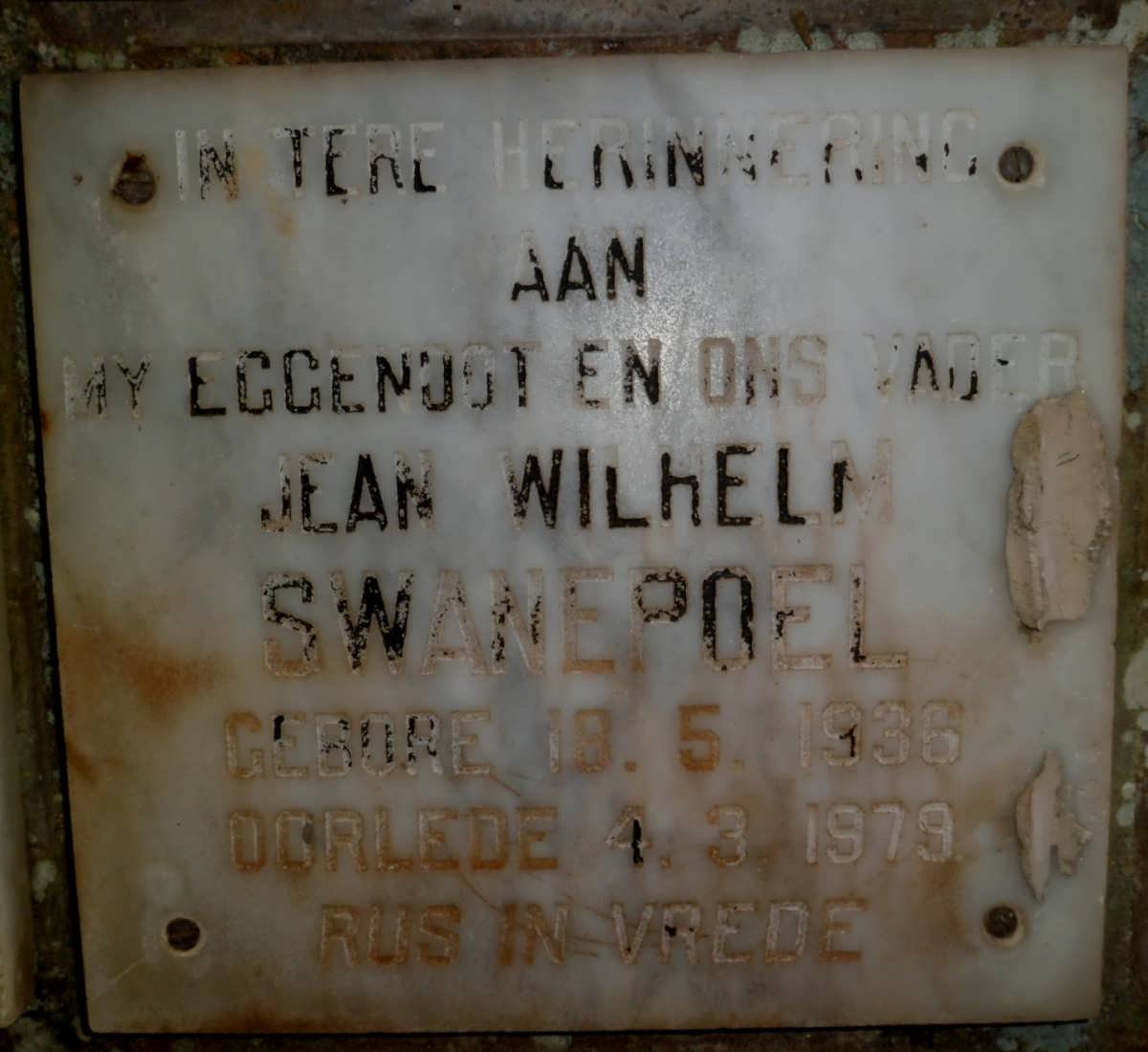 SWANEPOEL Jean Wilhelm 1936-1979