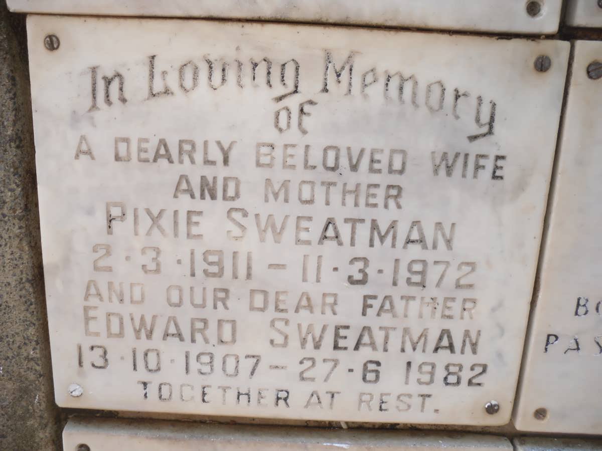 SWEATMAN Edward 1907-1982 &amp; Pixie 1911-1972
