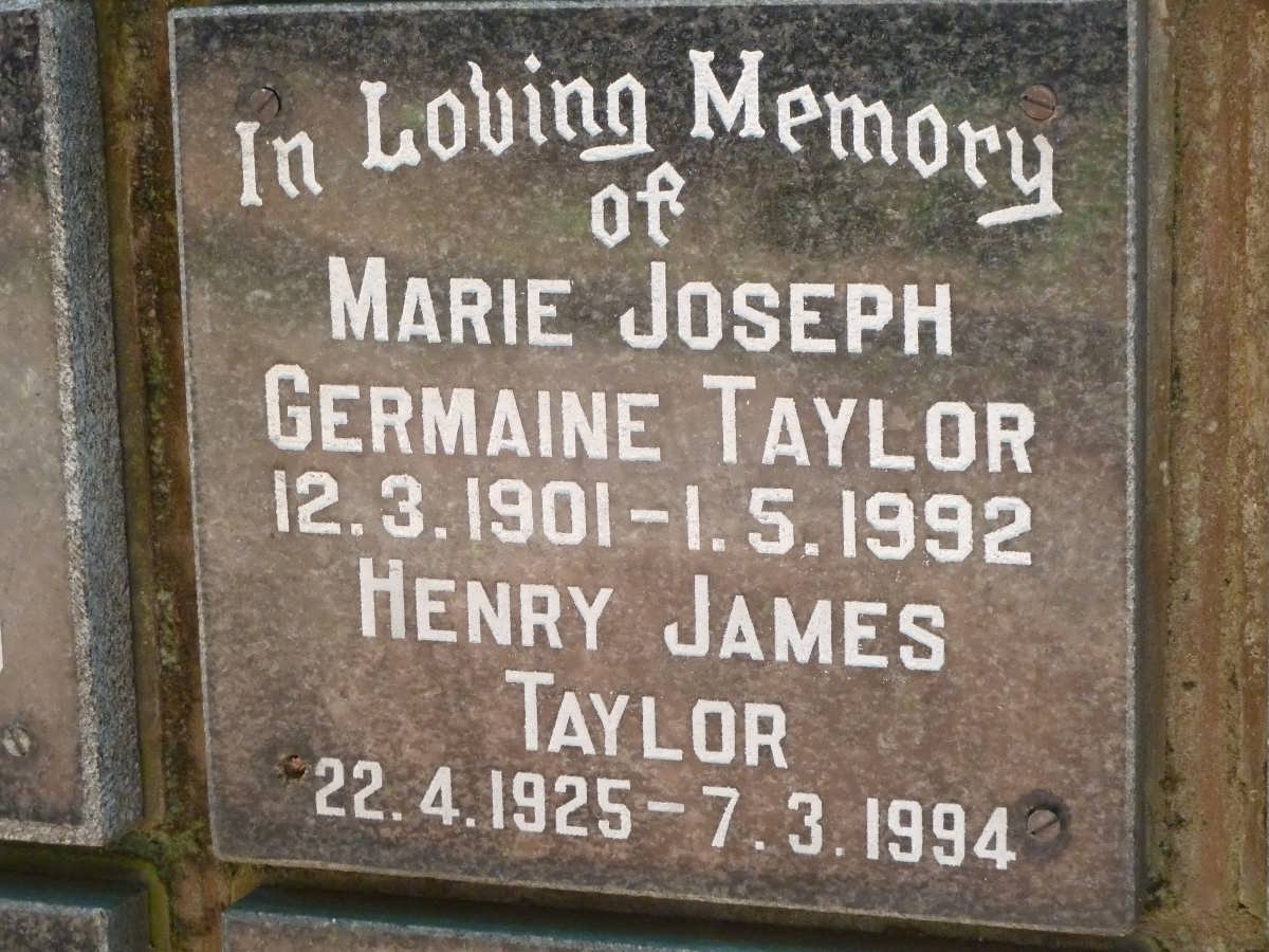TAYLOR Henry James 1925-1994 &amp; Marie Joseph Germaine 1901-1992