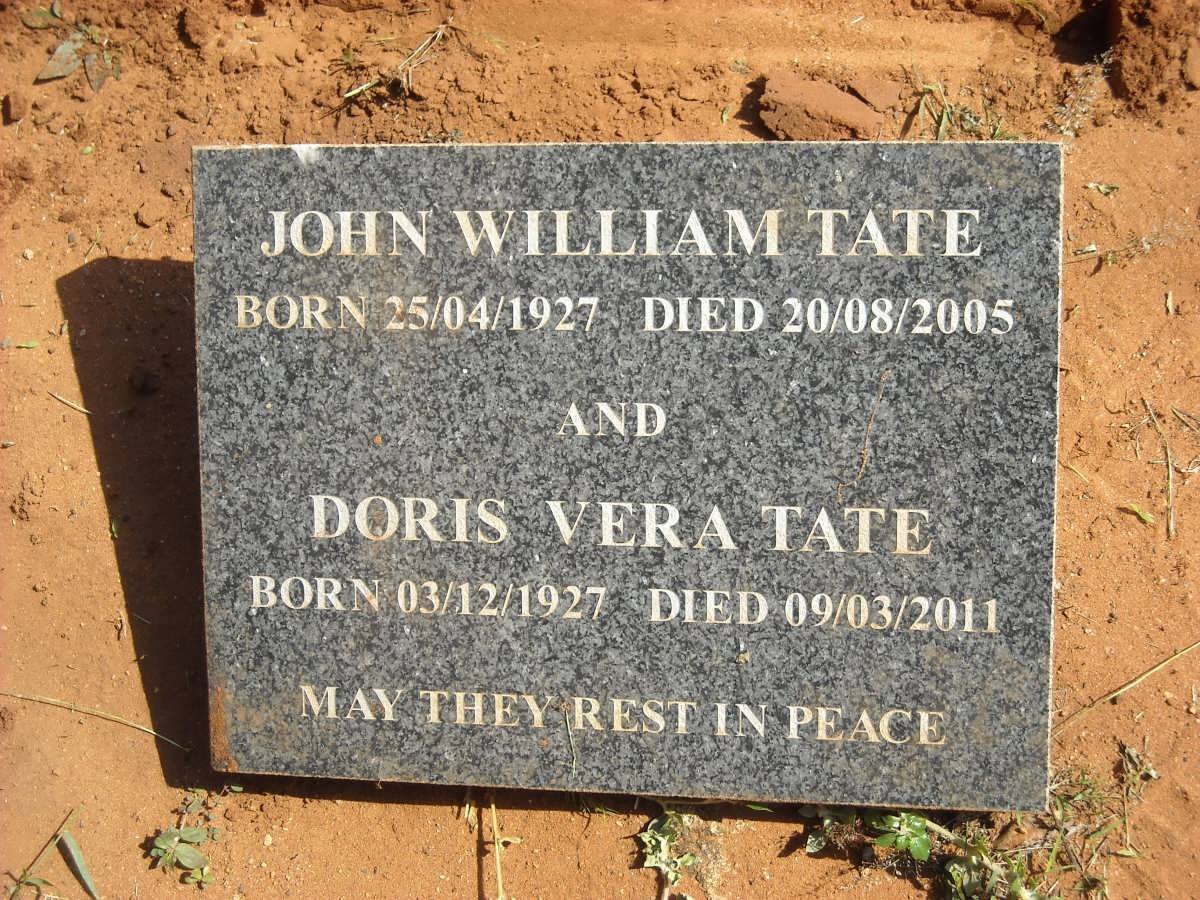 TATE John William 1927-2005 &amp; Doris Vera 1927-2011