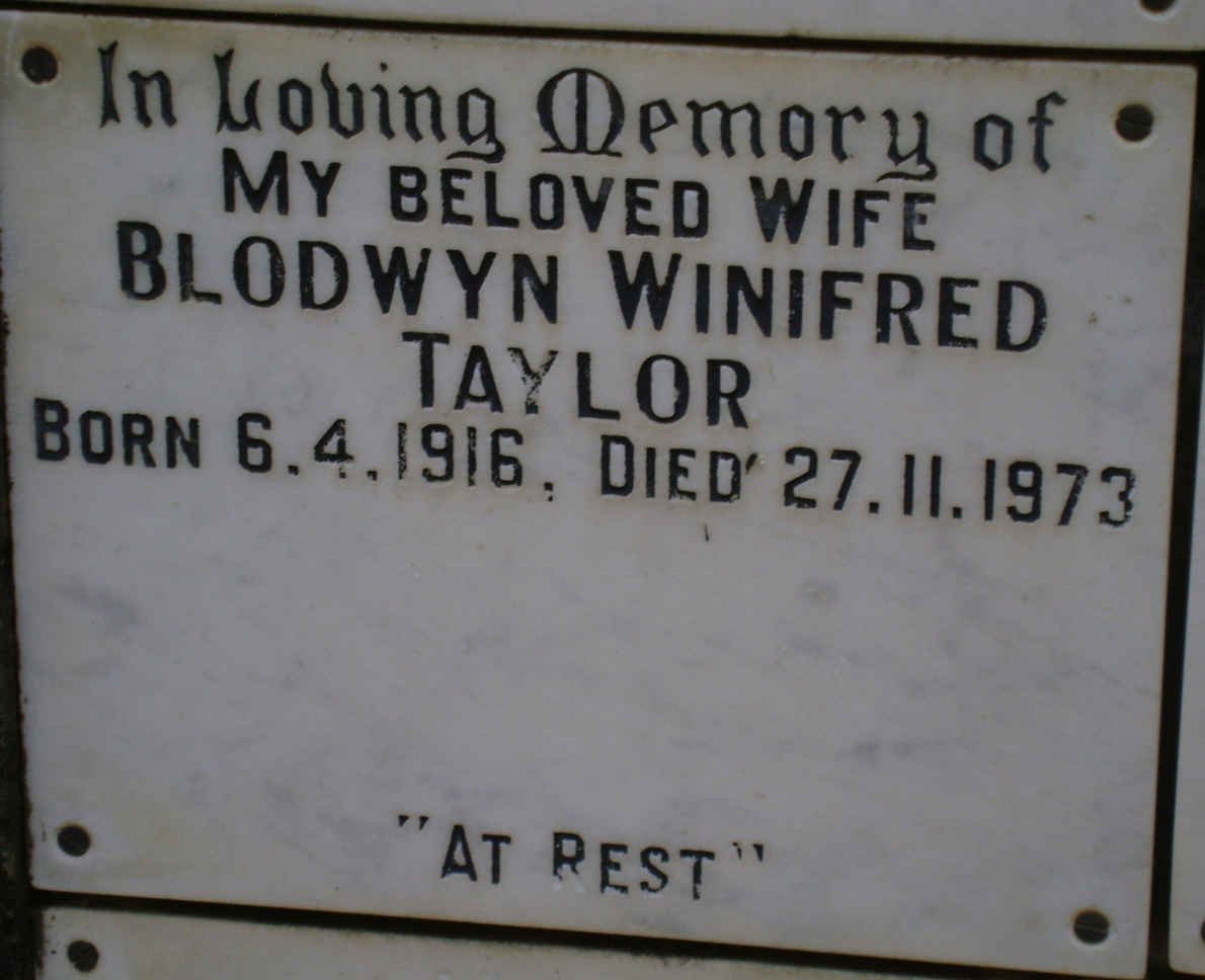 TAYLOR Blodwyn Winifred 1916-1973