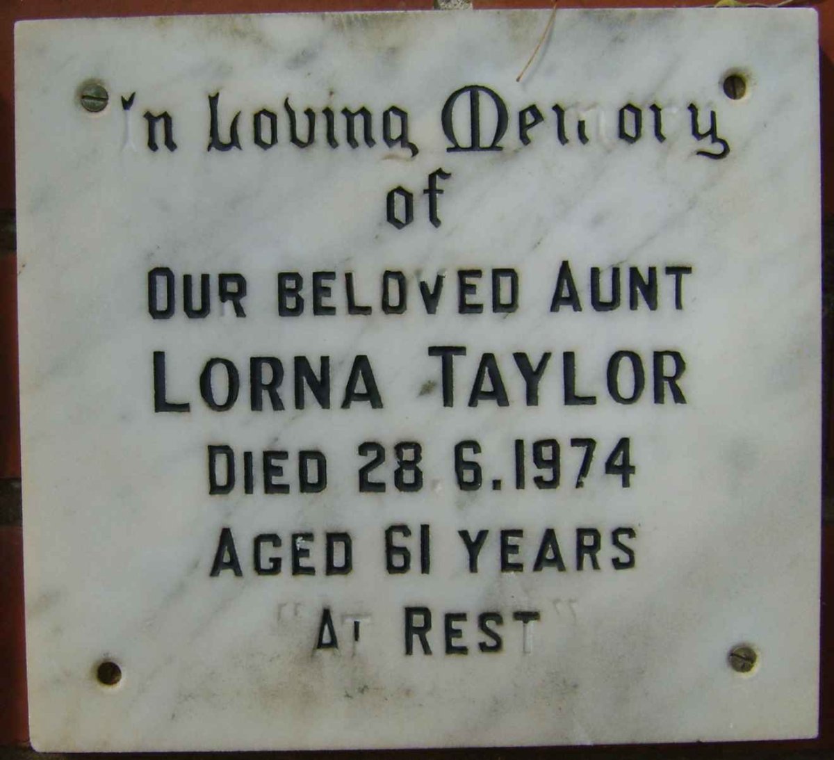 TAYLOR Lorna -1974