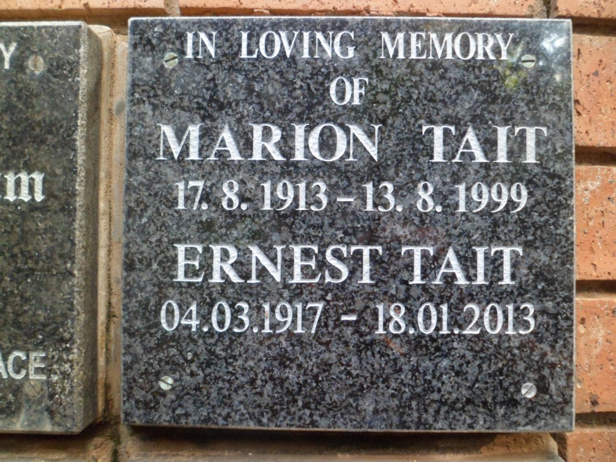 TAIT Ernest 1917-2013 &amp; Marion 1913-1999