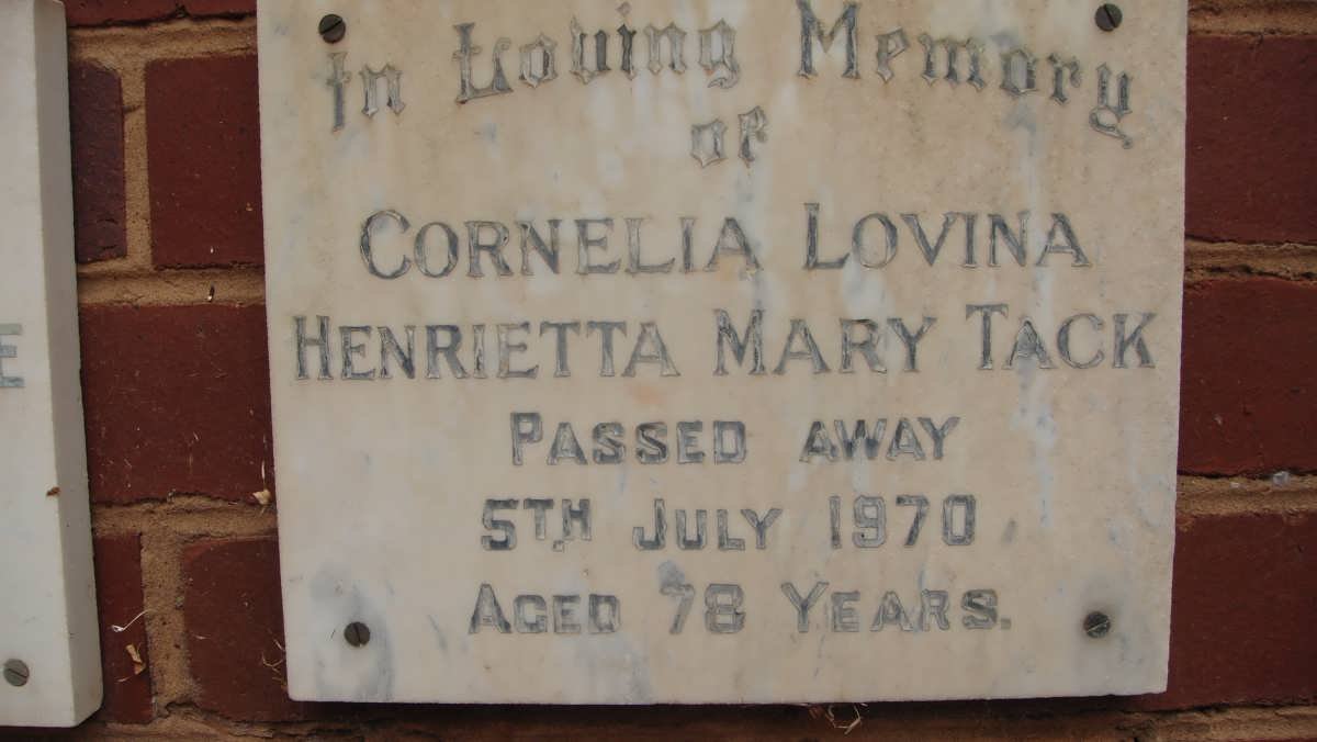 TACK Cornelia Lovina Henrietta Mary -1970