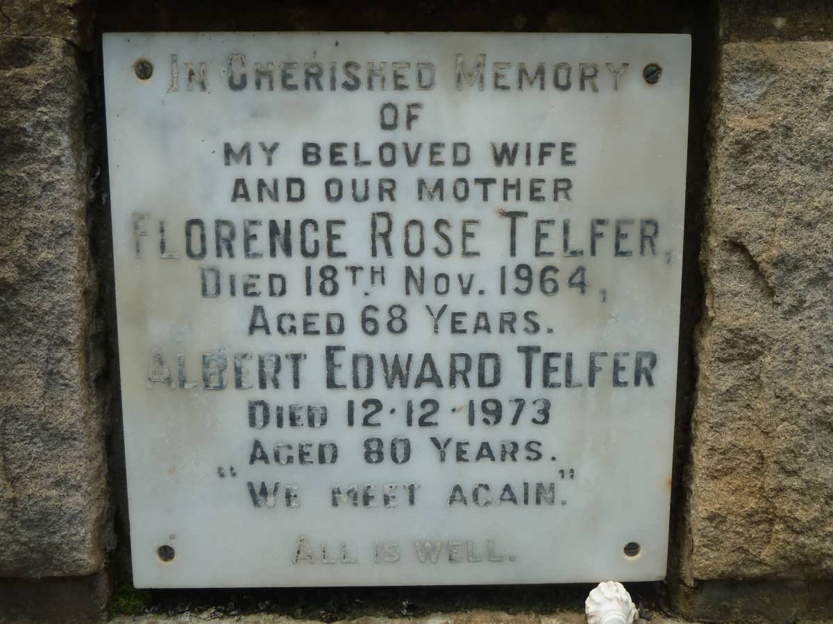 TELFER Albert Edward -1973 &amp; Florence Rose -1964