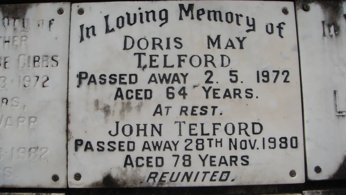 TELFORD John -1980 &amp; Doris May -1972