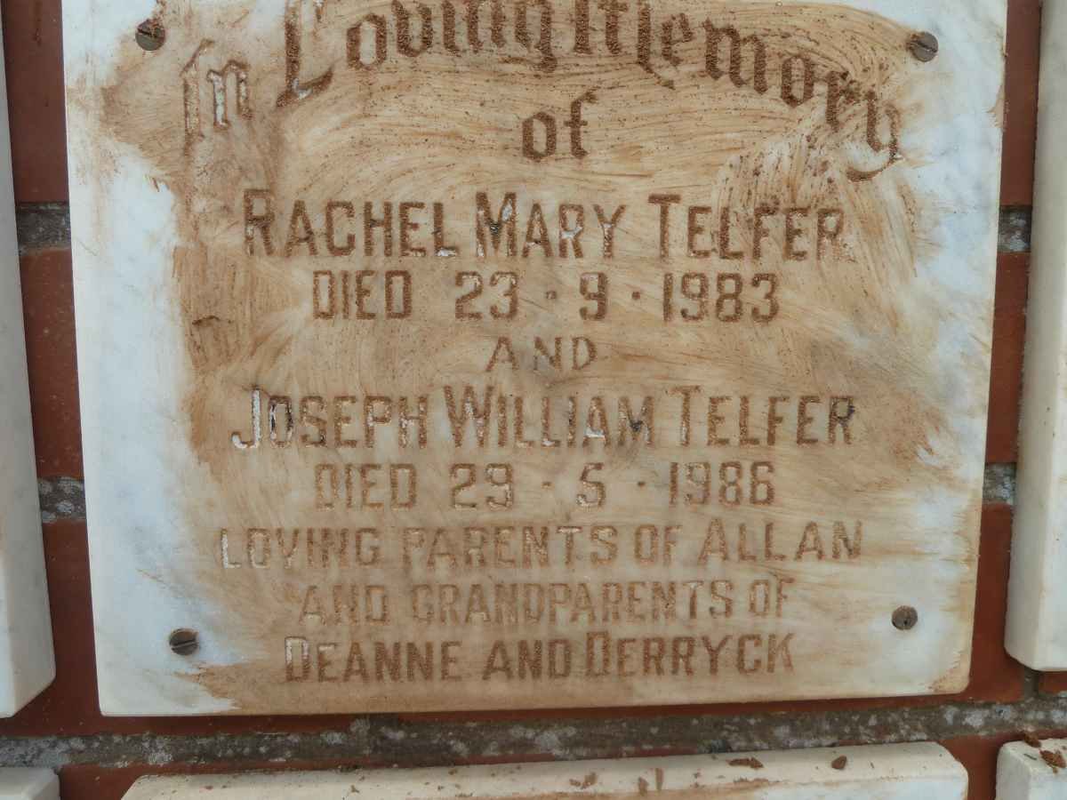 TELFER Joseph William -1986 &amp; Rachel Mary -1983