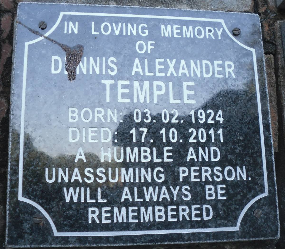 TEMPLE Dennis Alexander 1924-2011