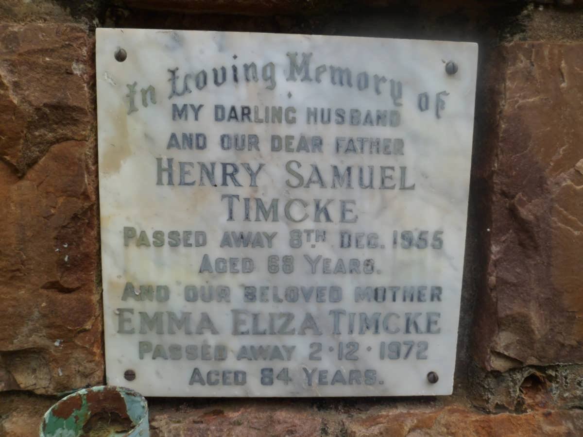 TIMCKE Henry Samuel -1955 &amp; Emma Eliza -1972