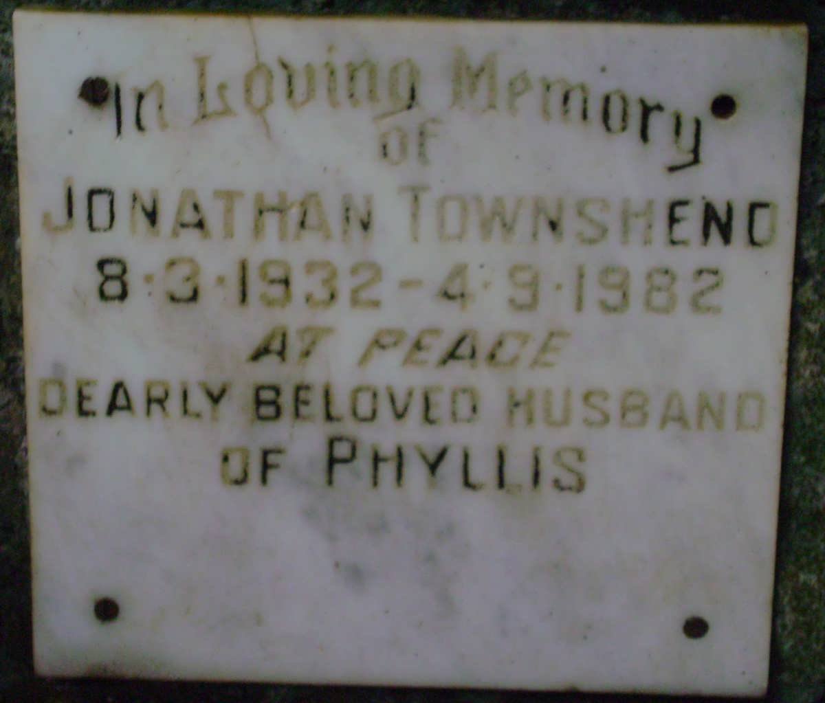 TOWNSHEND Jonathan 1932-1982
