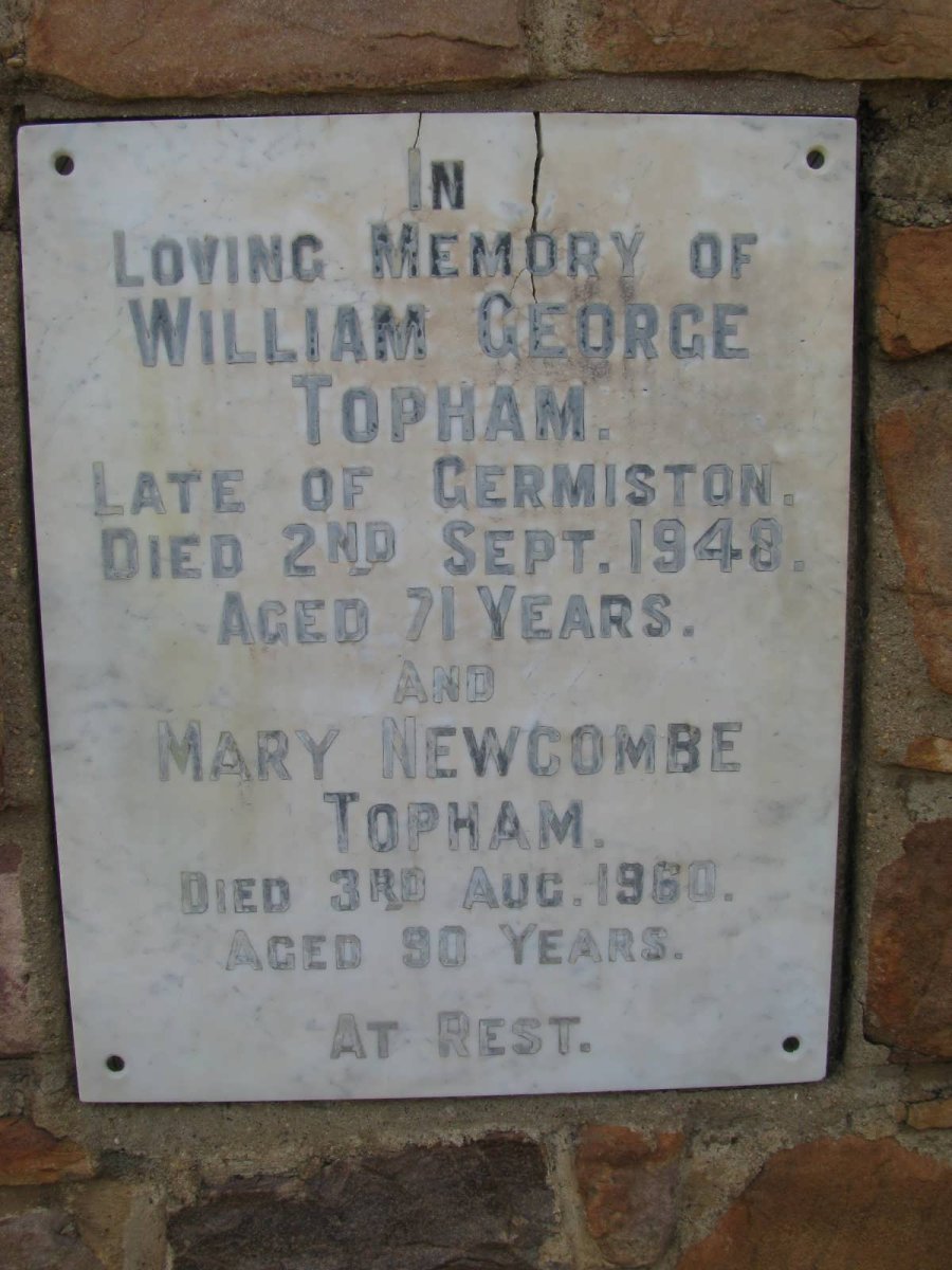 TOPHAM William George -1948 &amp; Mary Newcombe -1960