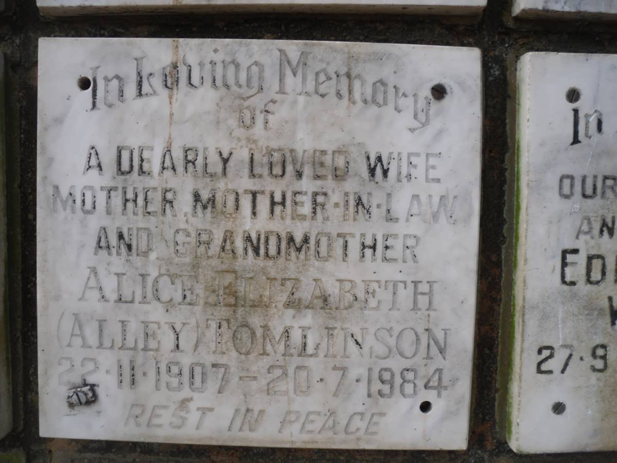 TOMLINSON Alice Elizabeth 1907-1984