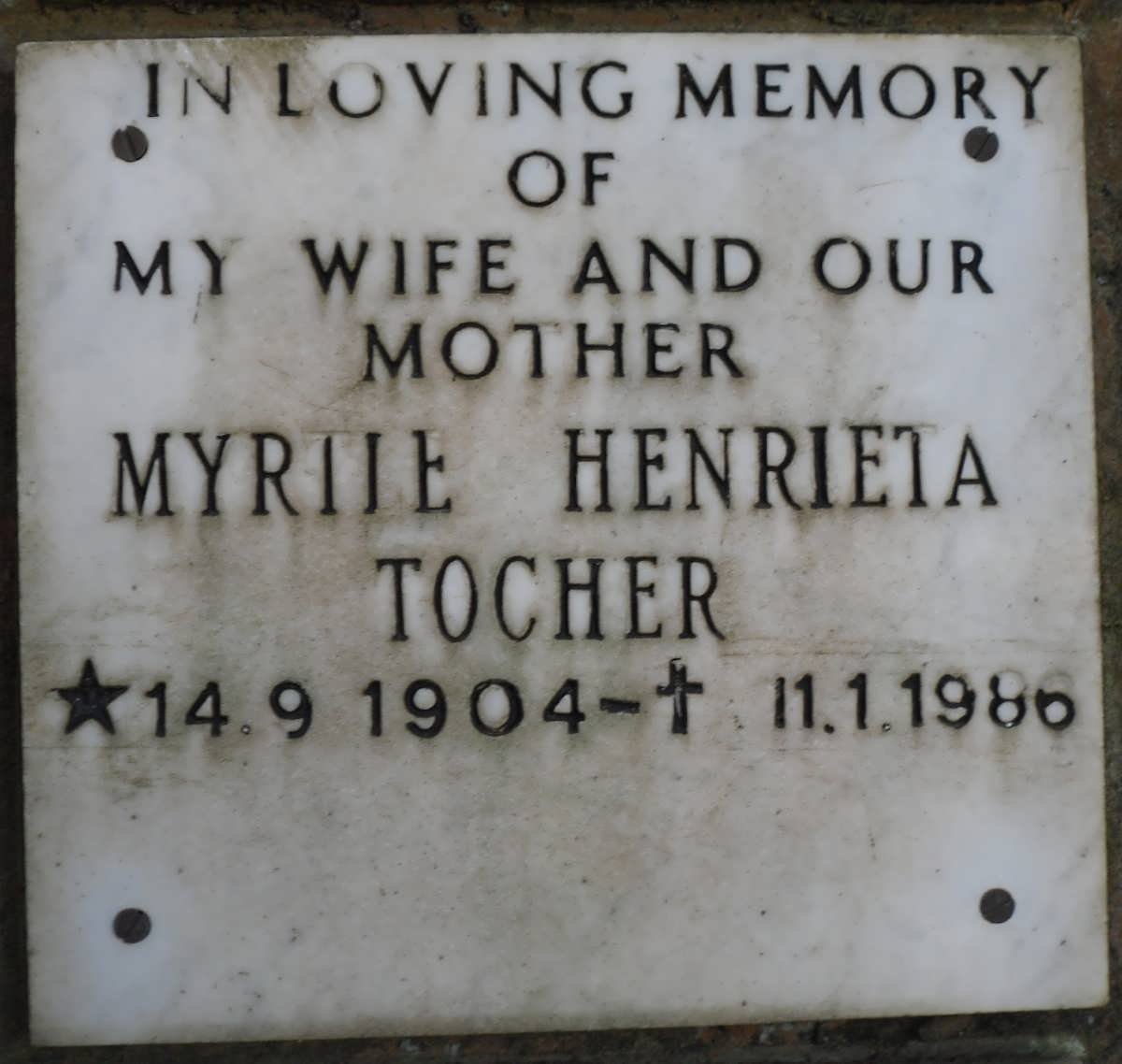 TOCHER Myrtle Henrieta 1904-1986