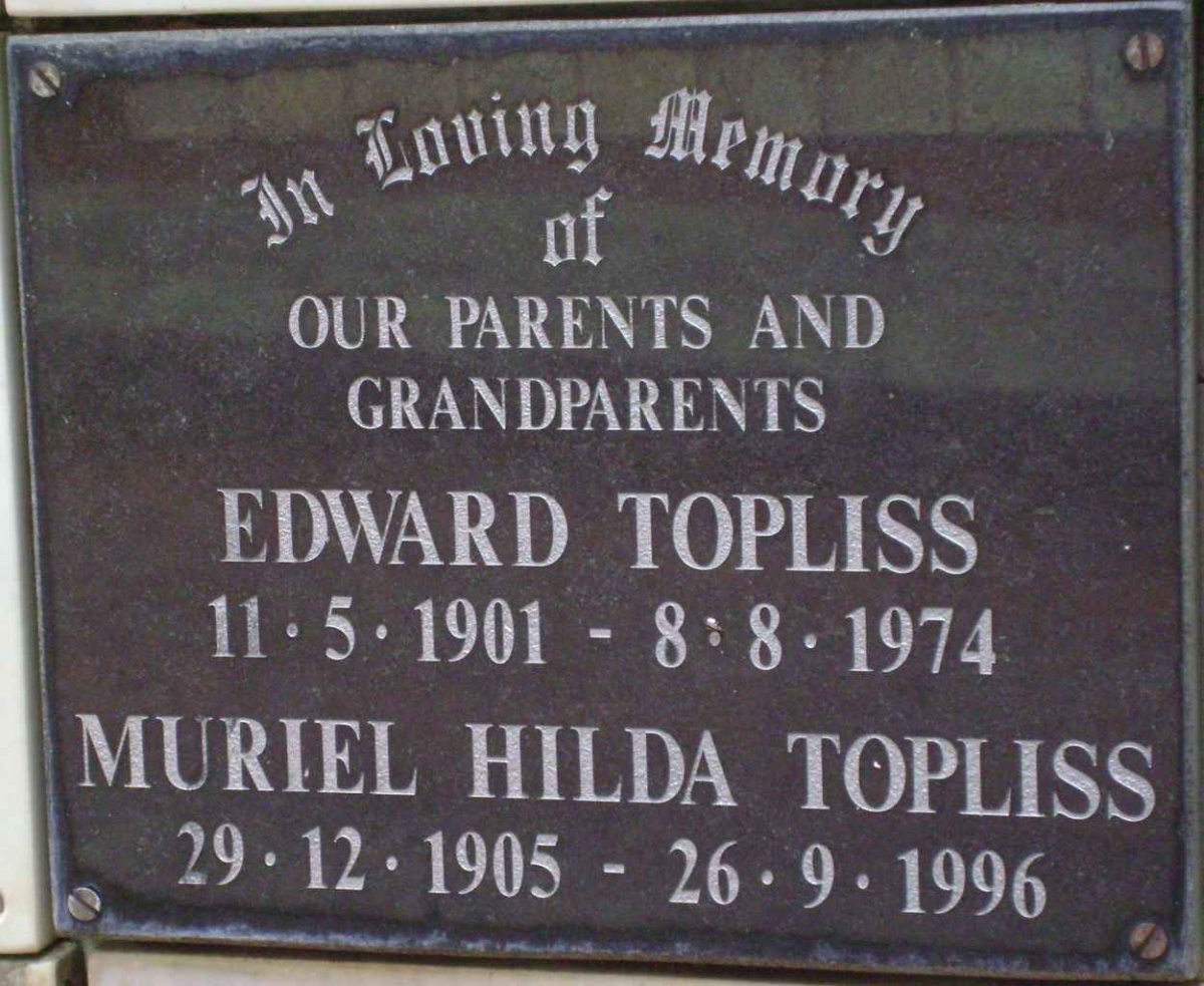 TOPLISS Edward 1901-1974 &amp; Muriel Hilda 1905-1996