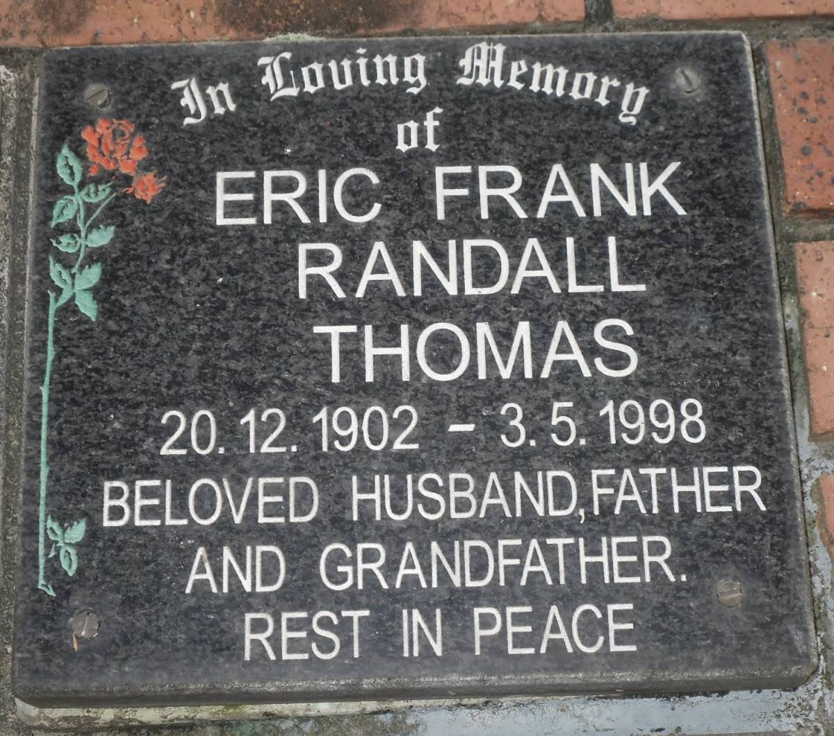 THOMAS Eric Frank Randall 1902-1998