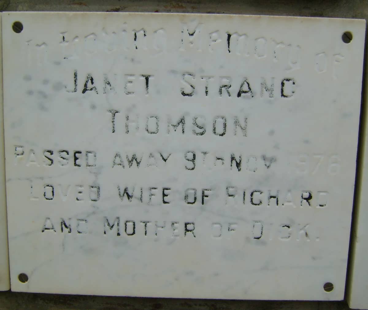 THOMSON Janet Strang -1976