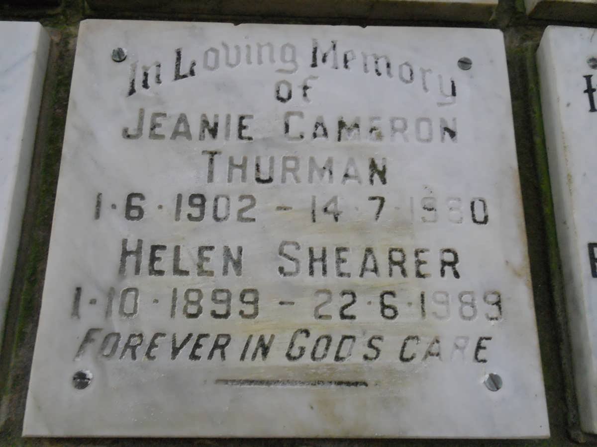 THURMAN Jeanie Cameron 1902-1980 :: SHEARER Helen 1899-1989