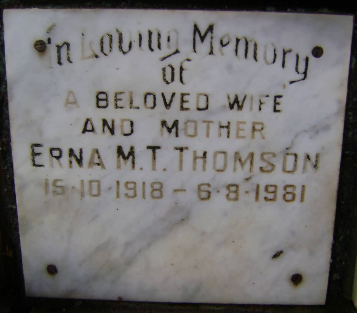 THOMSON Erna M.T. 1918-1981