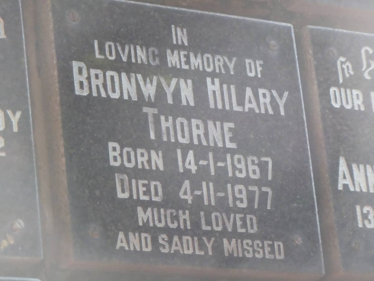 THORNE Bronwyn Hilary 1967-1977