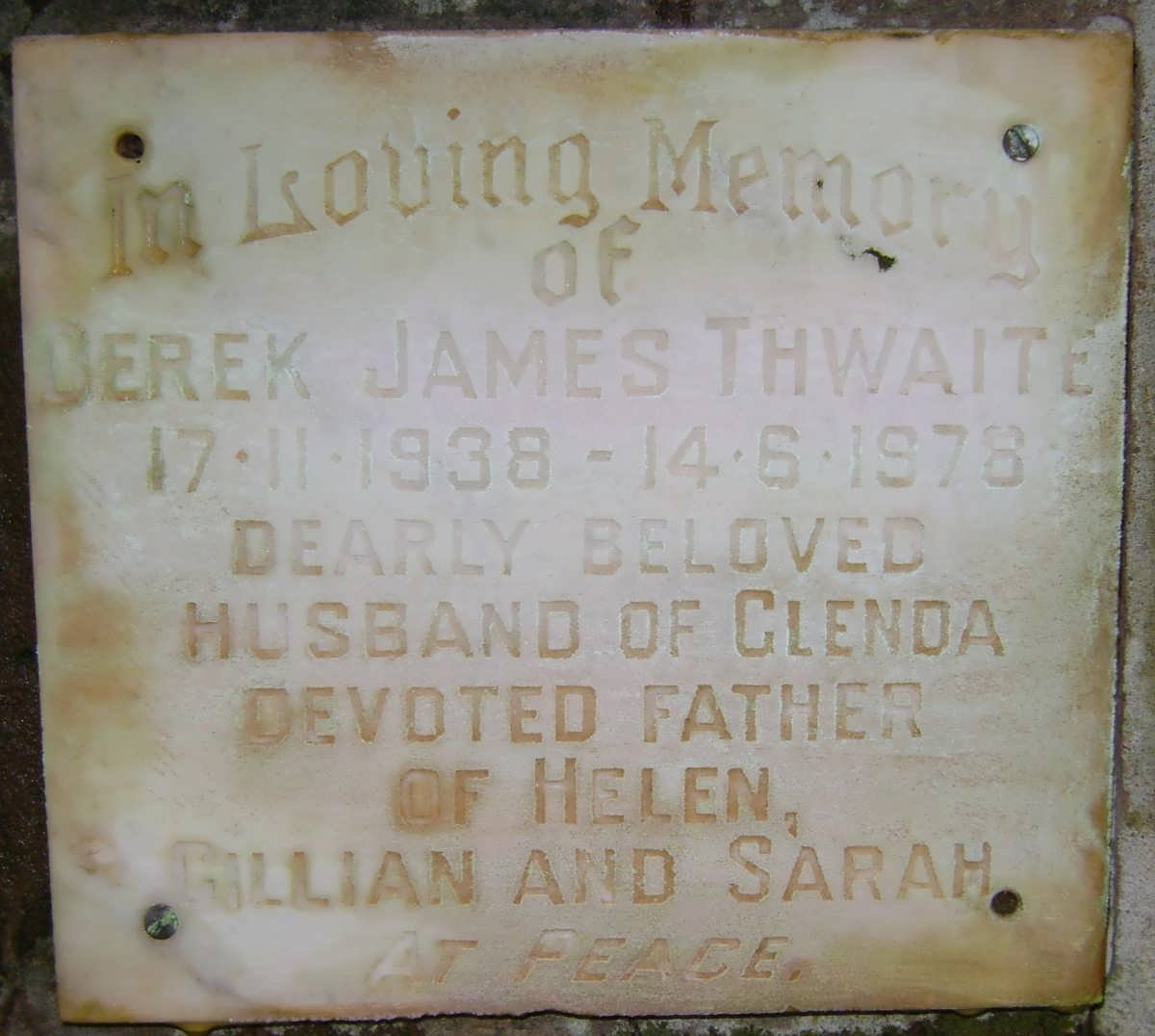 THWAITE Derek James 1938-1978