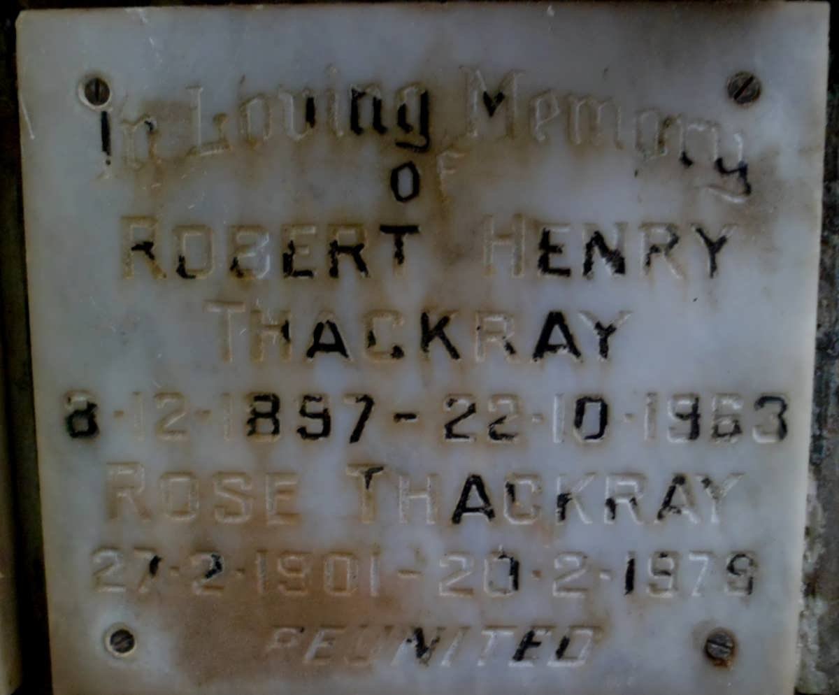 THACKRAY Robert Henry 1897-1963 &amp; Rose 1901-1979