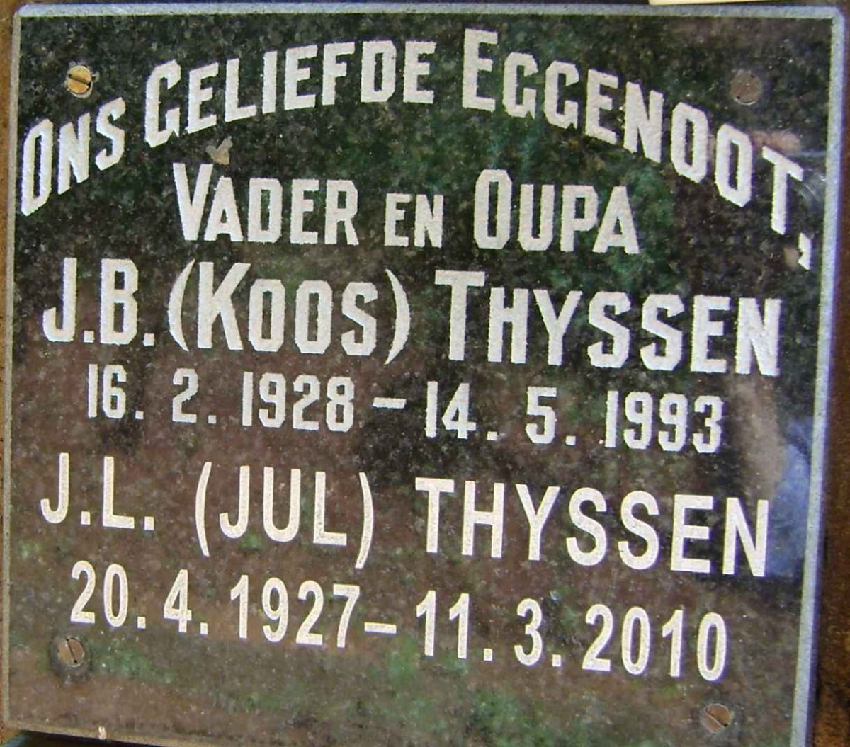 THYSSEN J.B. 1928-1993 &amp; J.L. 1927-2010