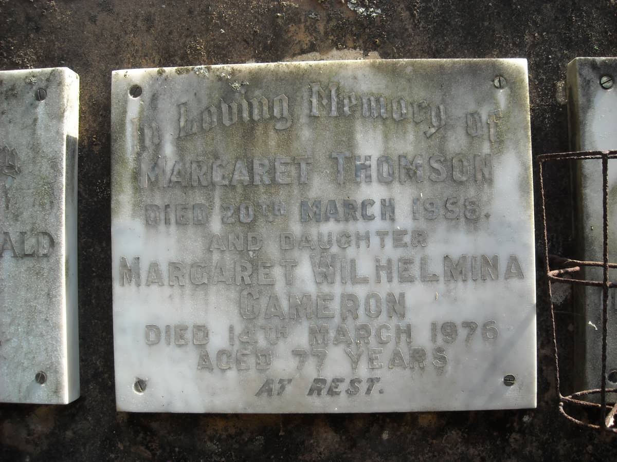 THOMSON Margaret -1958 :: CAMERON Margaret Wilhelmina -1976