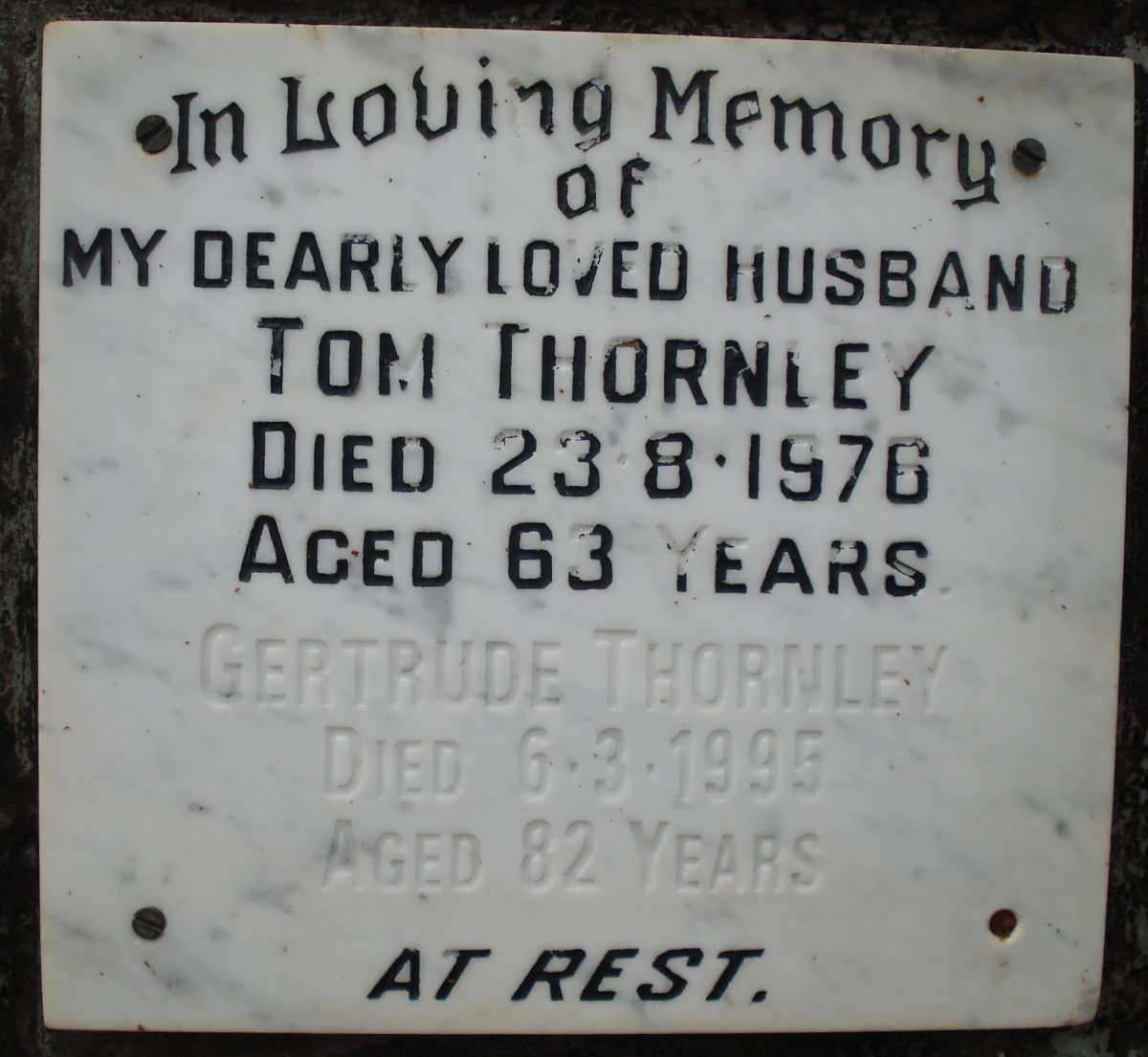 THORNLEY Tom -1976 &amp; Gertrude -1995