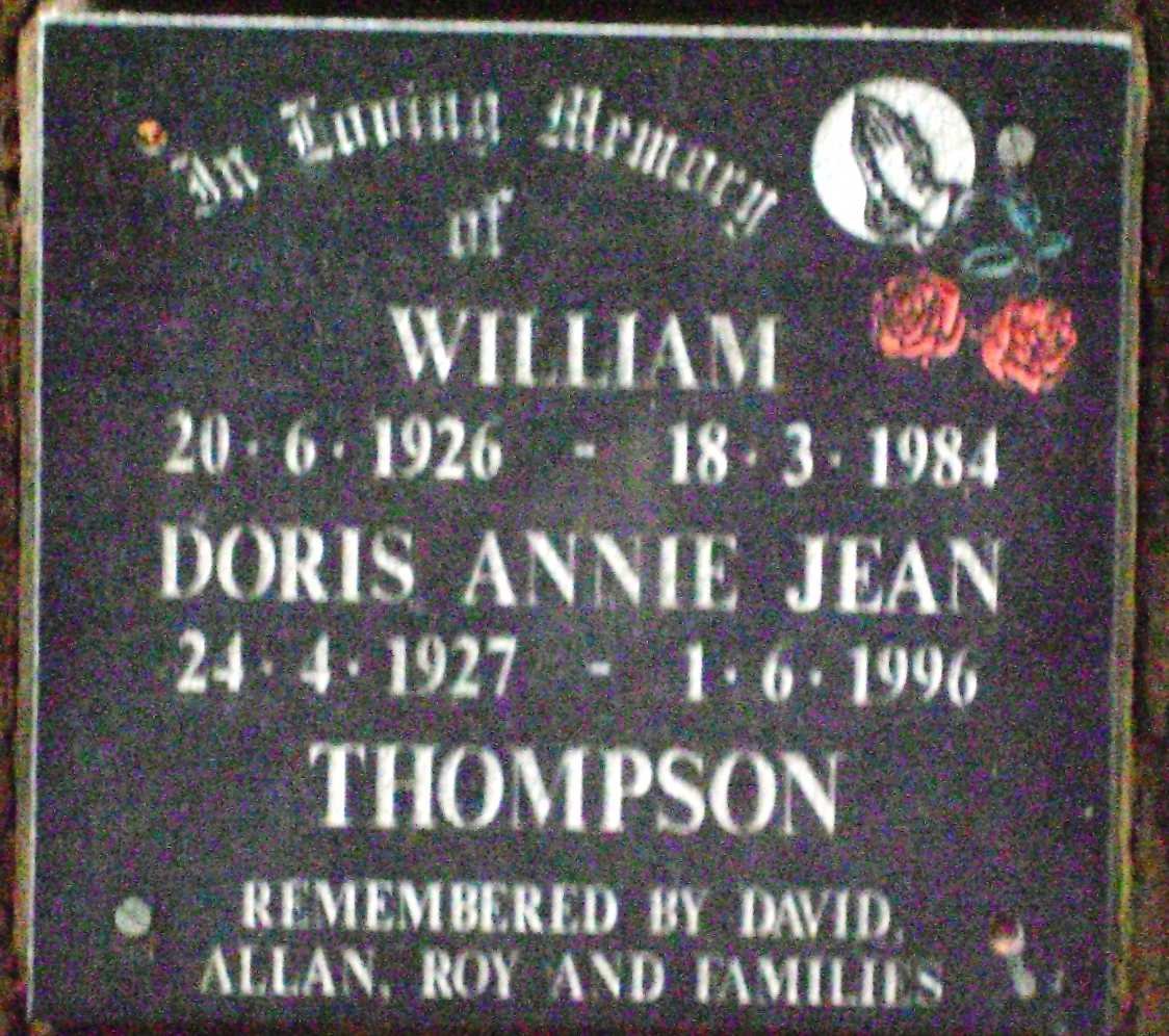 THOMPSON William 1926-1984 &amp; Doris Annie Jean 1927-1996